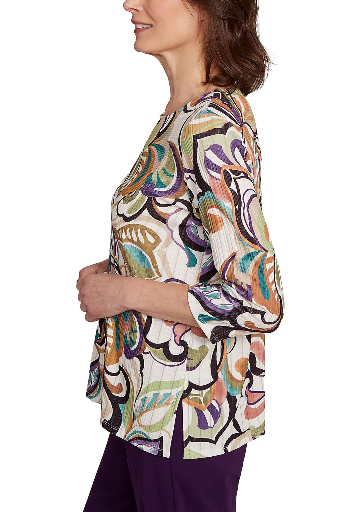 Womens Classics Abstract Scroll Top 