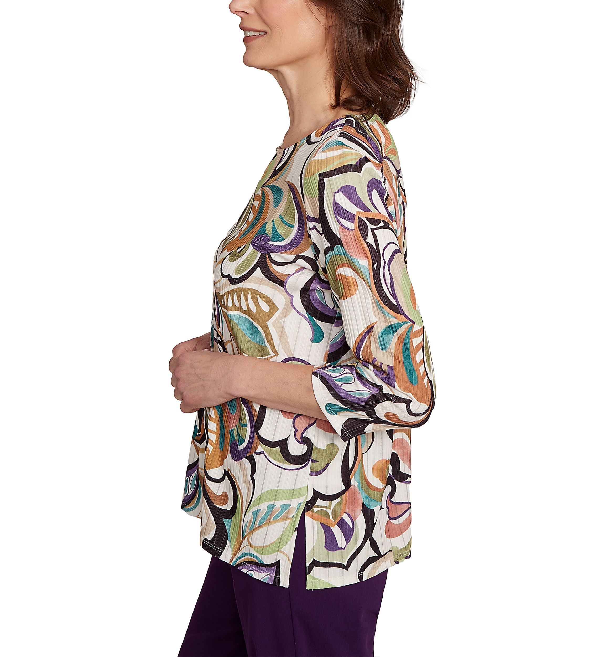 Womens Classics Abstract Scroll Top 