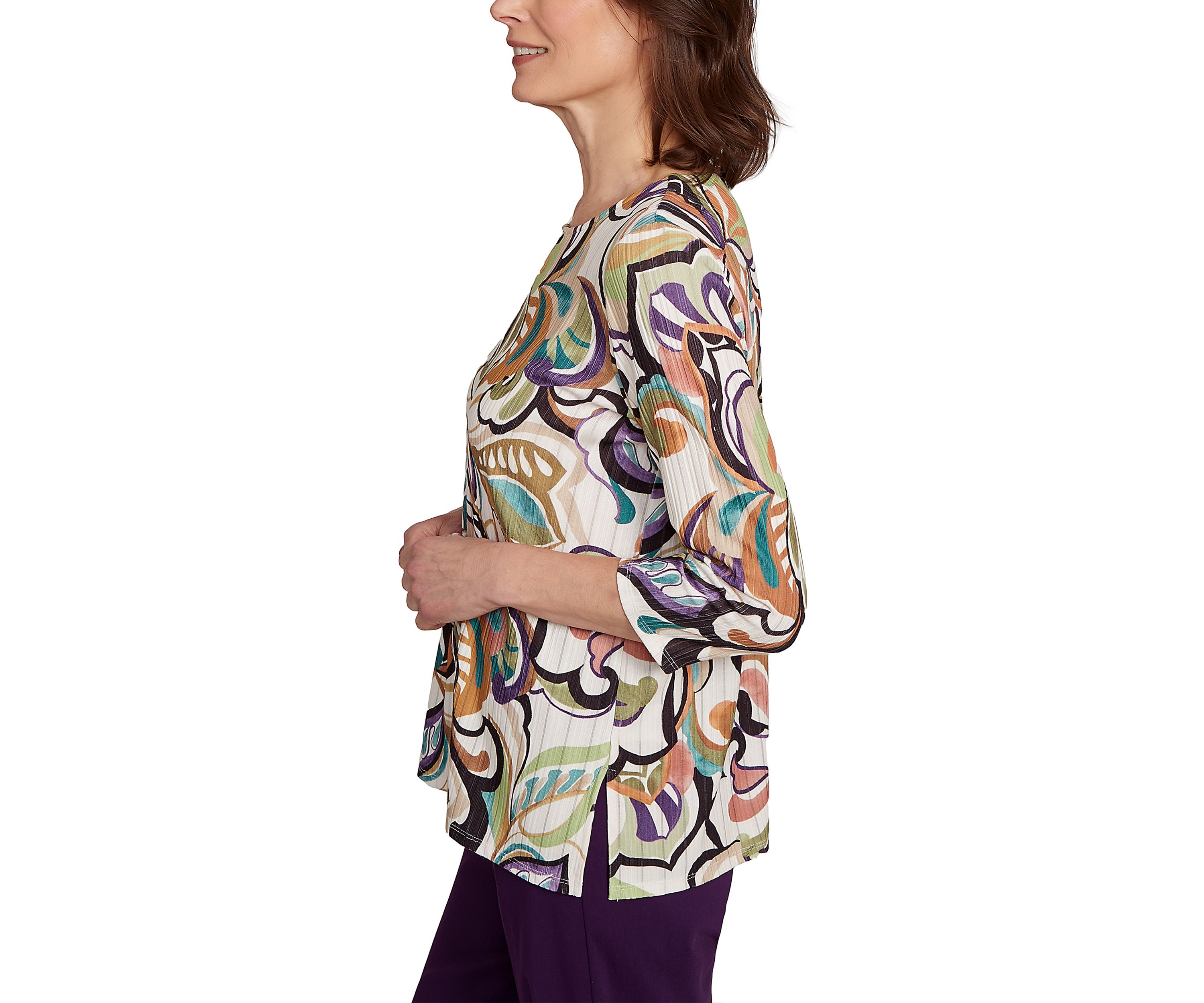 Womens Classics Abstract Scroll Top 