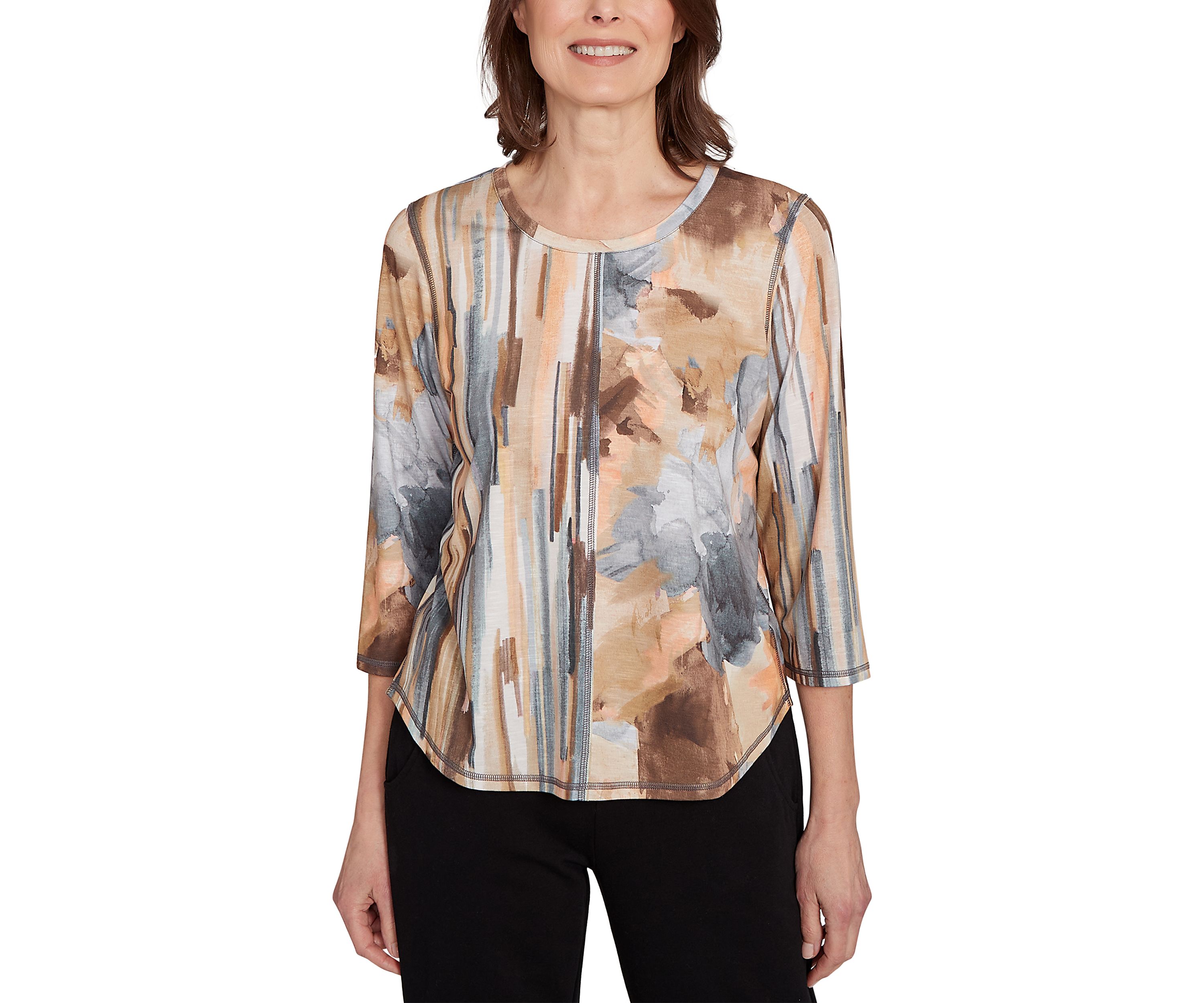 Womens Classics F5 Spliced Flower Stripe Top