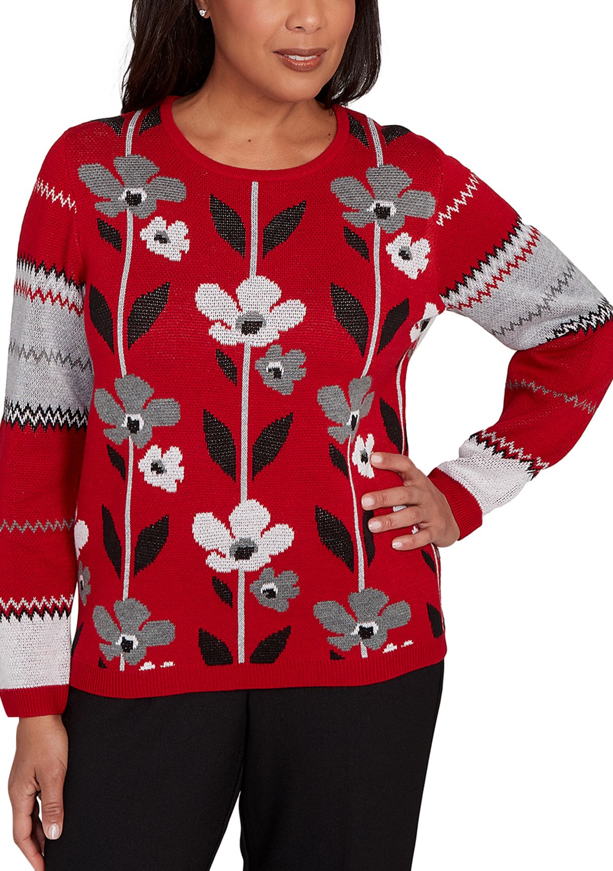 Womens  Classics Vertical Flowers Sweater