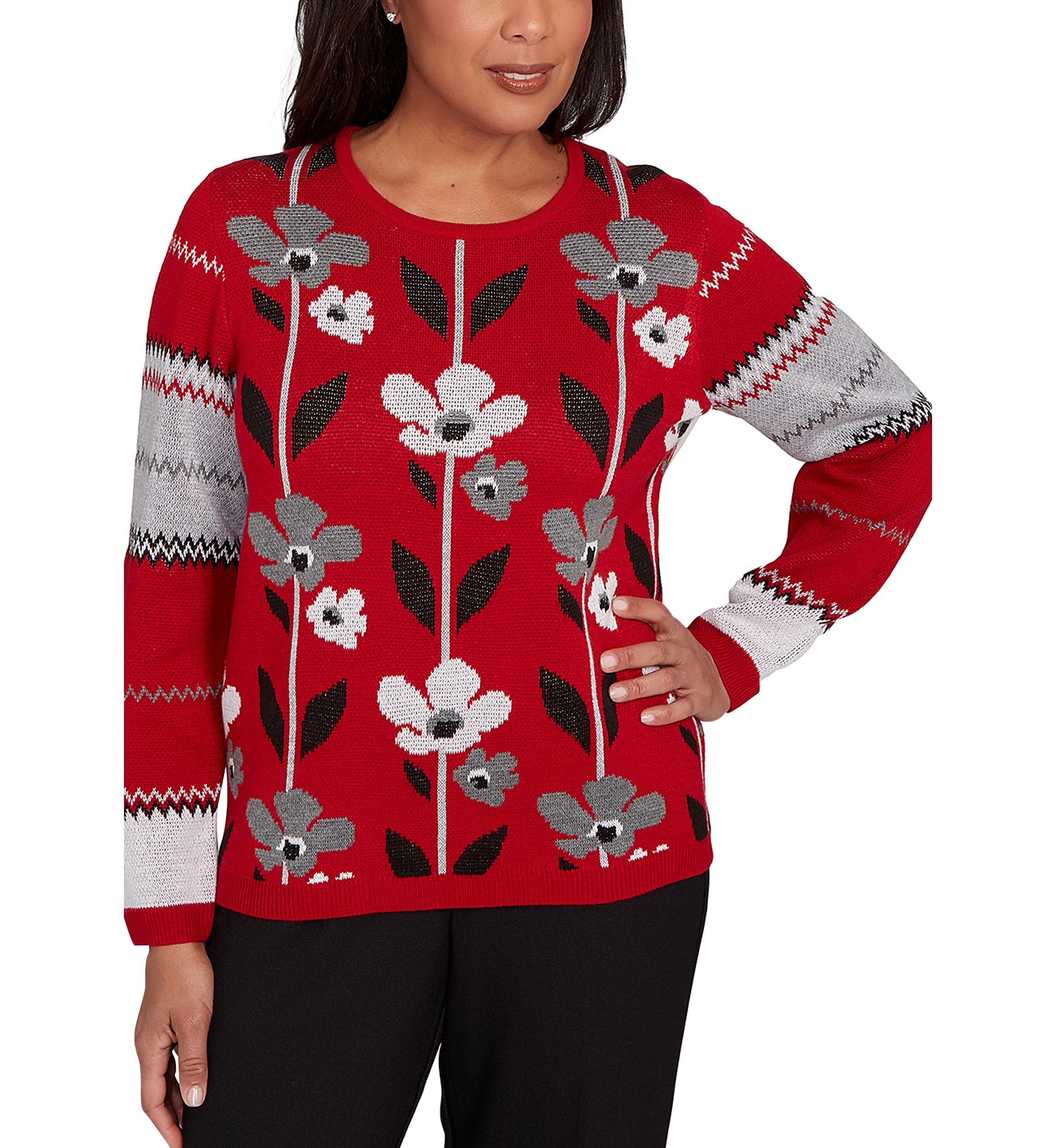 Womens  Classics Vertical Flowers Sweater