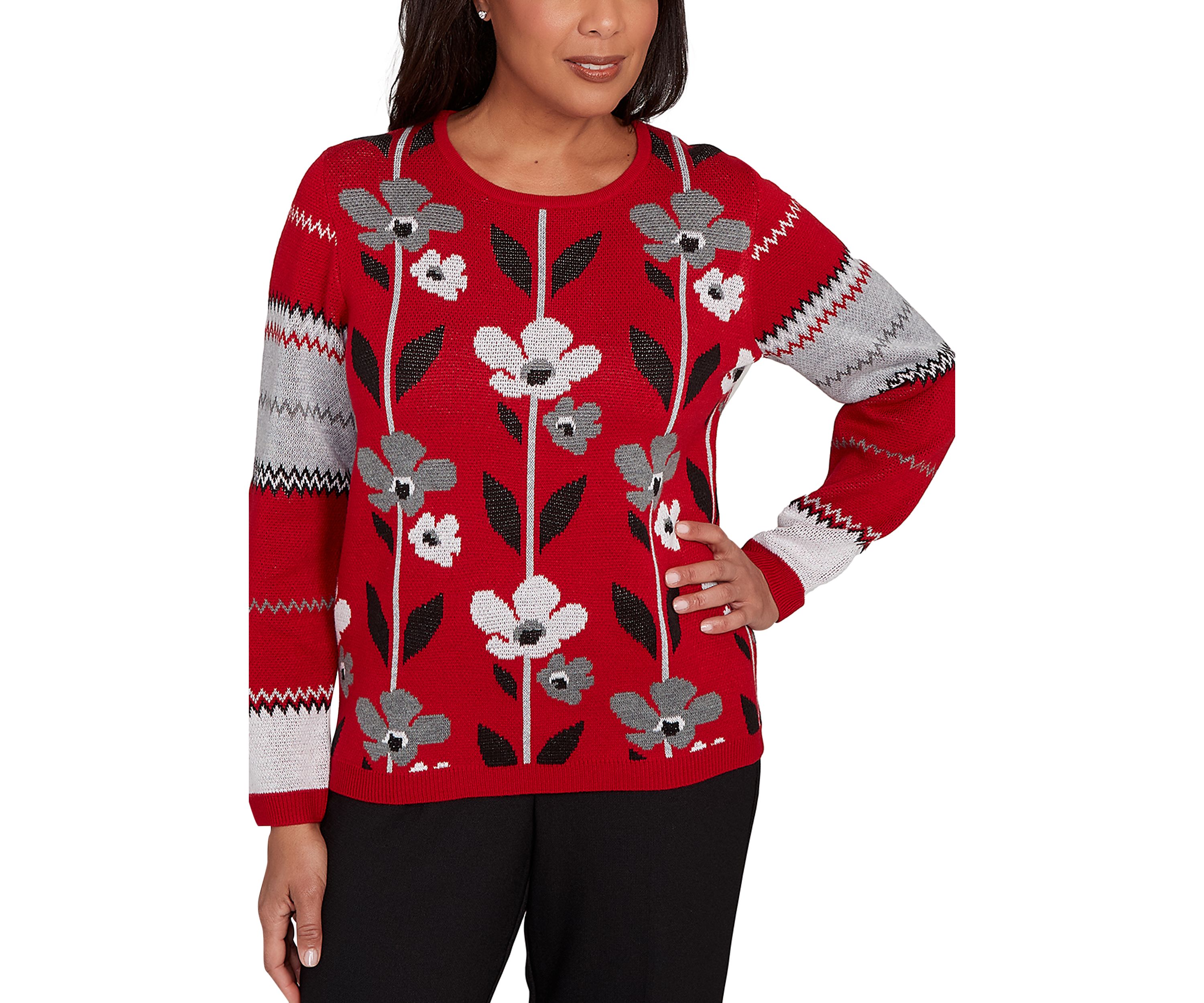 Womens  Classics Vertical Flowers Sweater