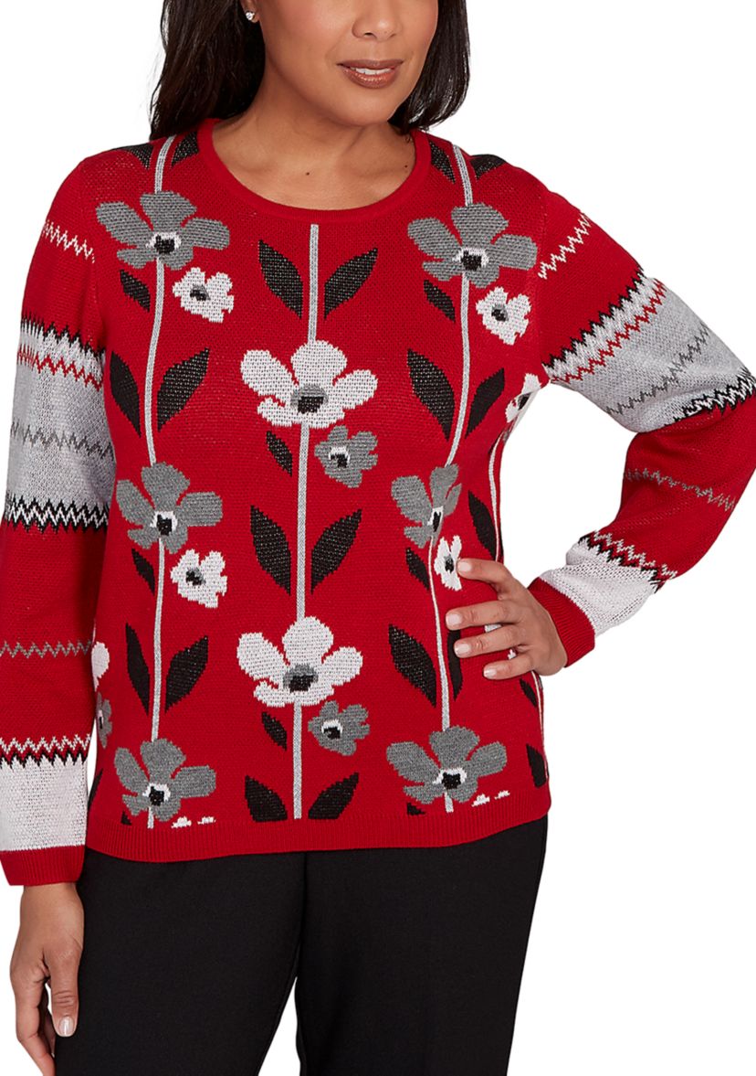 Womens  Classics Vertical Flowers Sweater
