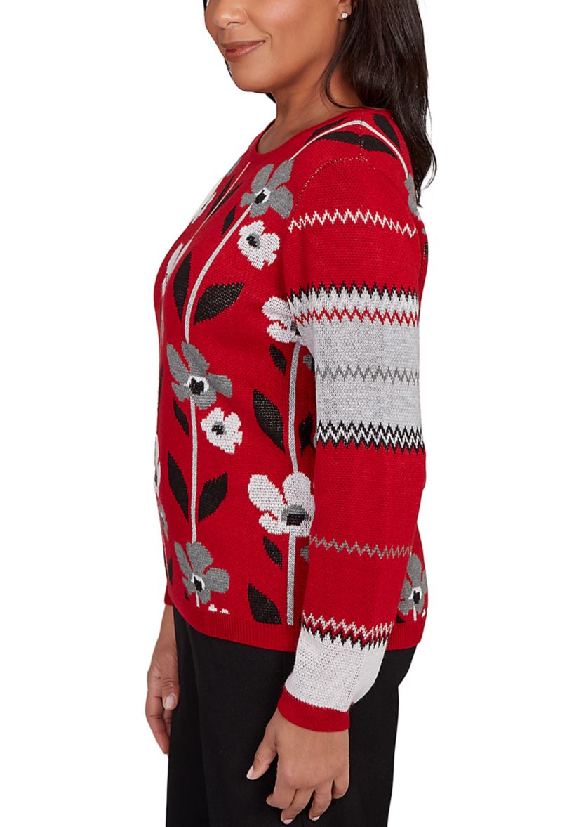 Womens  Classics Vertical Flowers Sweater