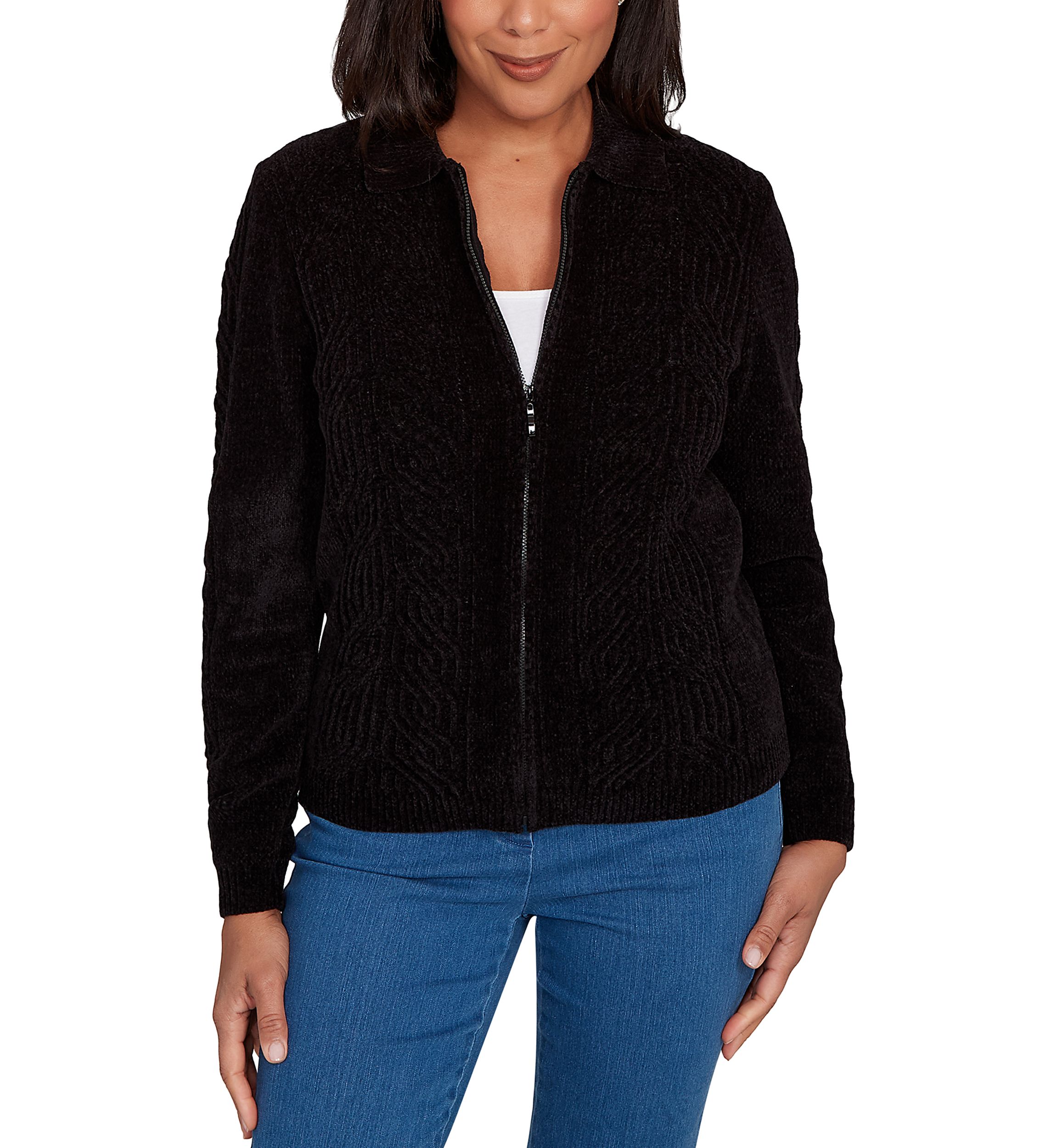 Womens Classics Zip Front Cardigan
