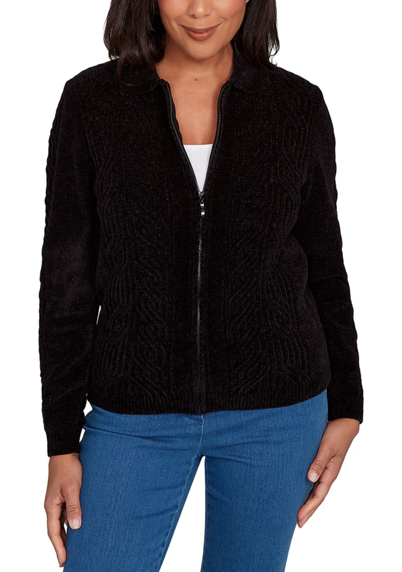 Womens Classics Zip Front Cardigan