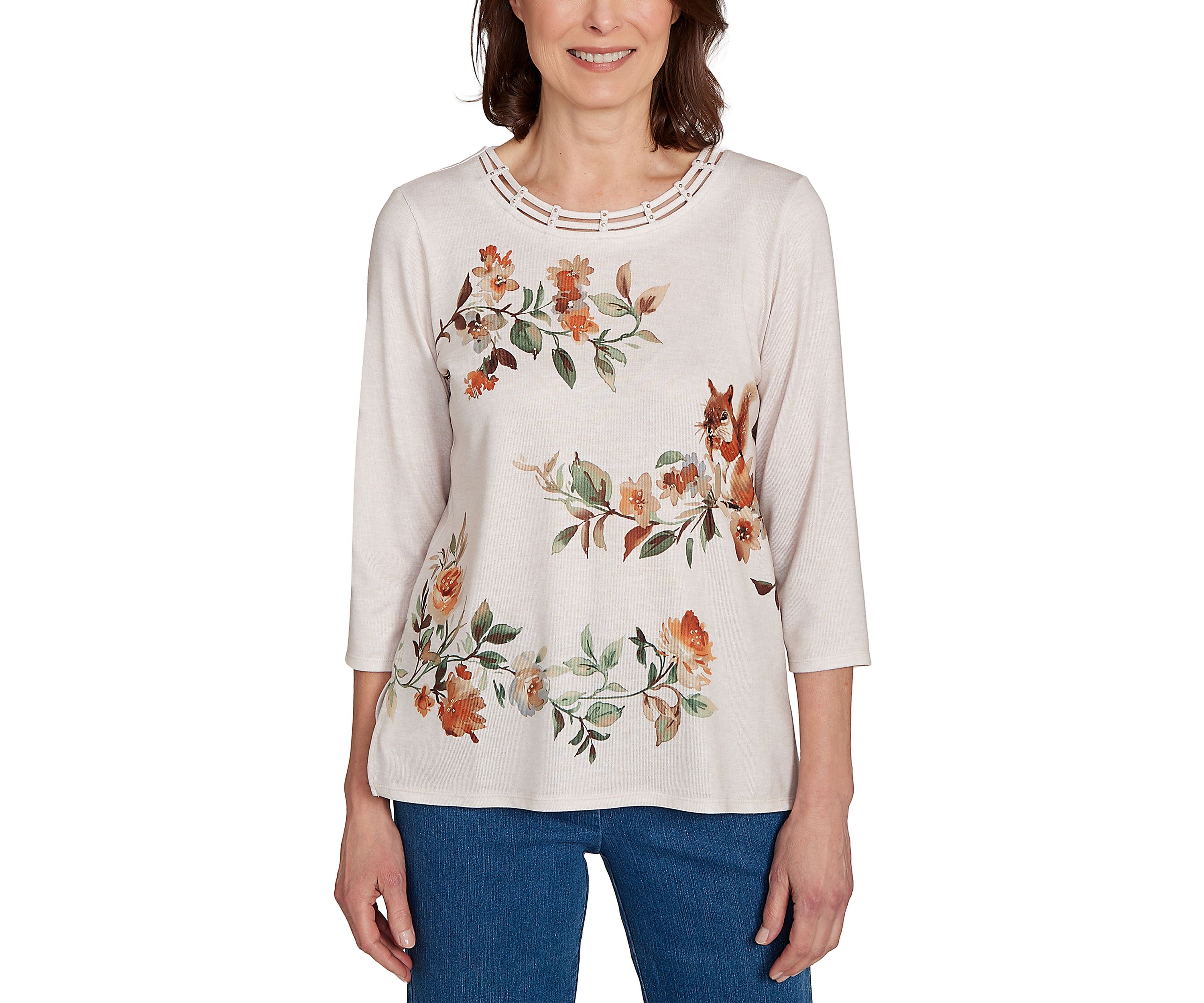 Womens  Classics Floral Squirrel T-Shirt