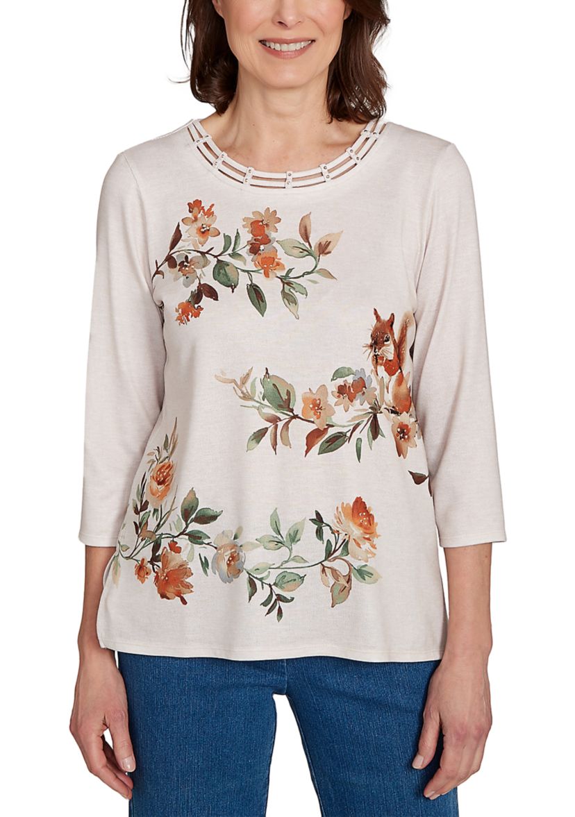 Womens  Classics Floral Squirrel T-Shirt