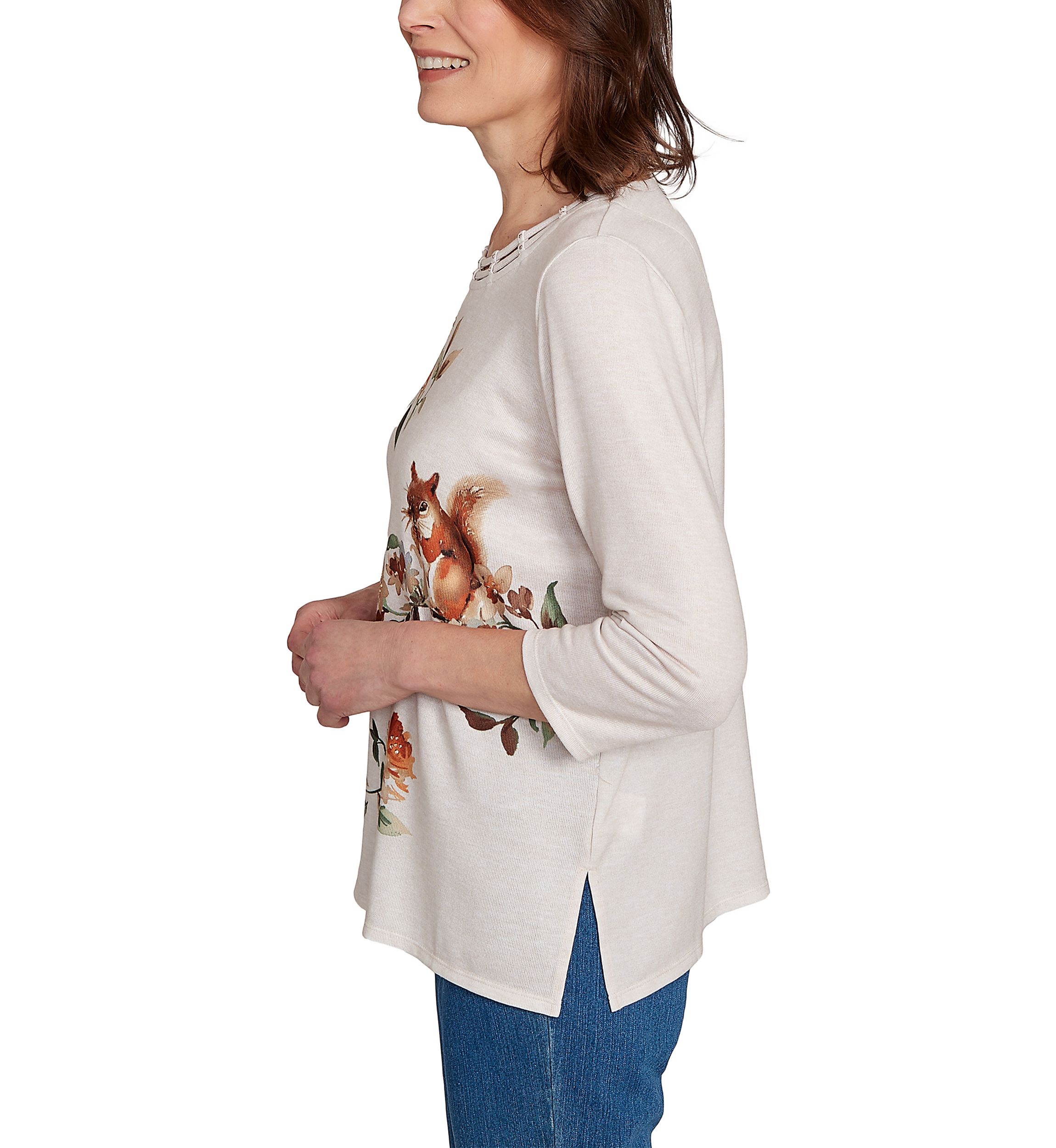 Womens  Classics Floral Squirrel T-Shirt