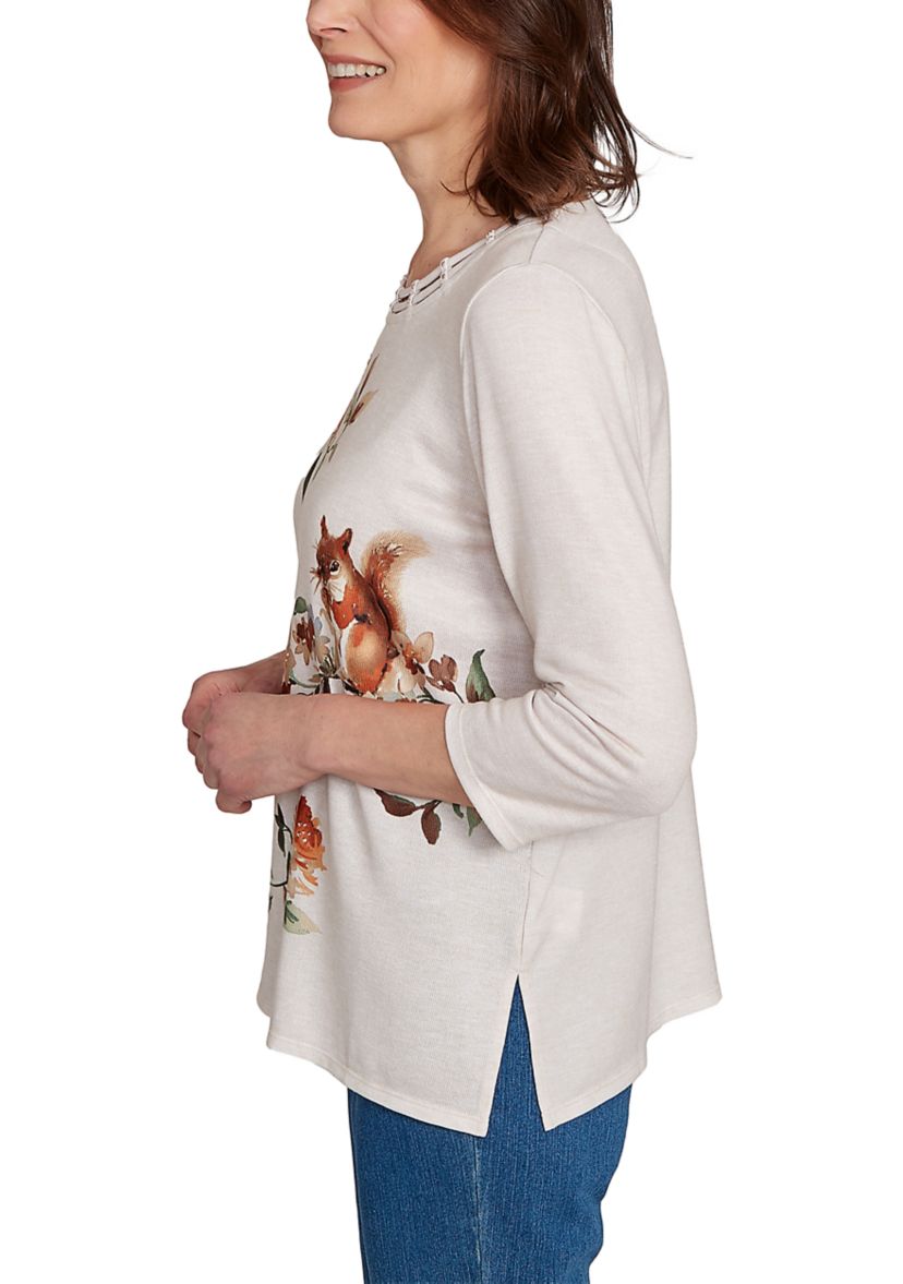 Womens  Classics Floral Squirrel T-Shirt