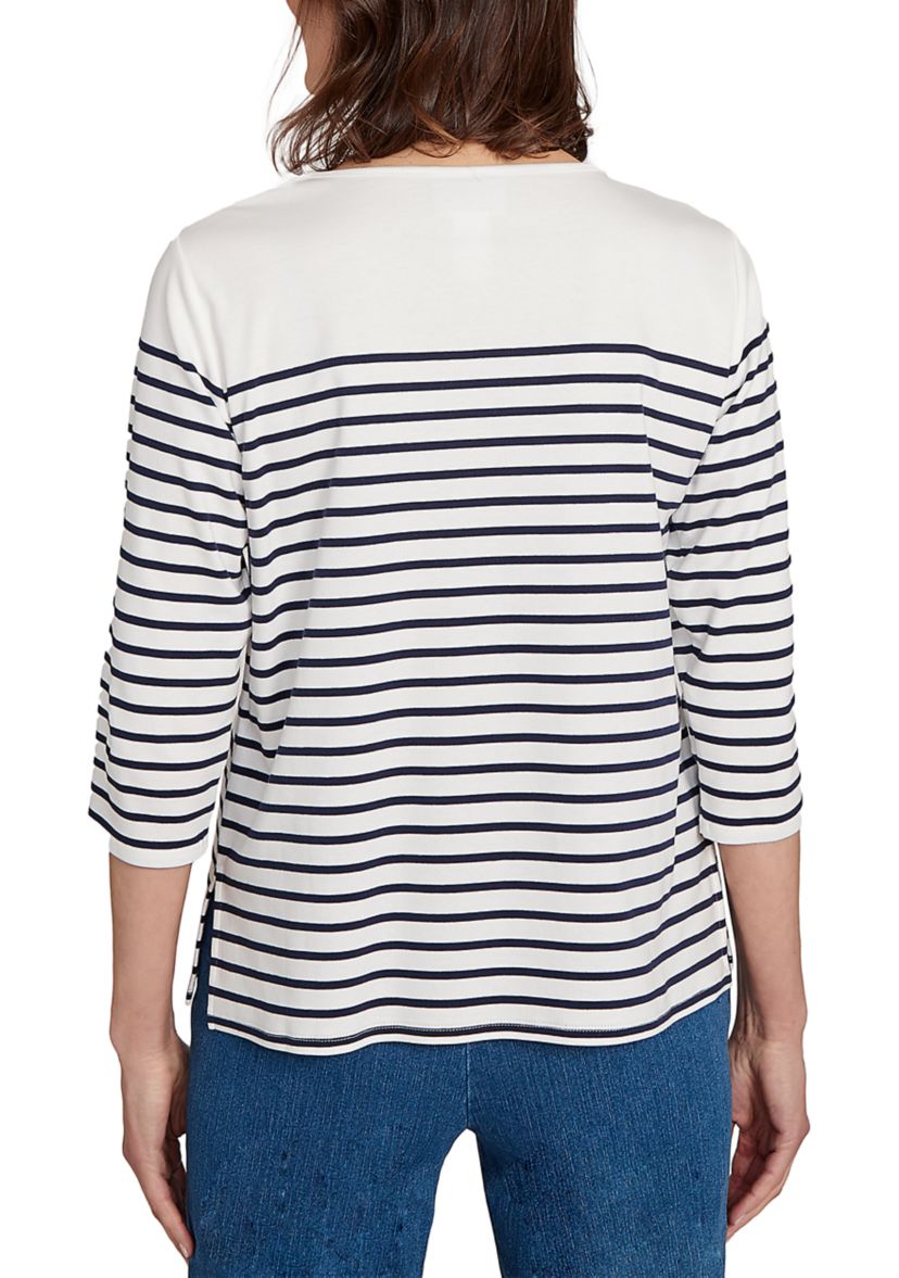 Womens  Classics Sunflowers Yoke Stripe Top