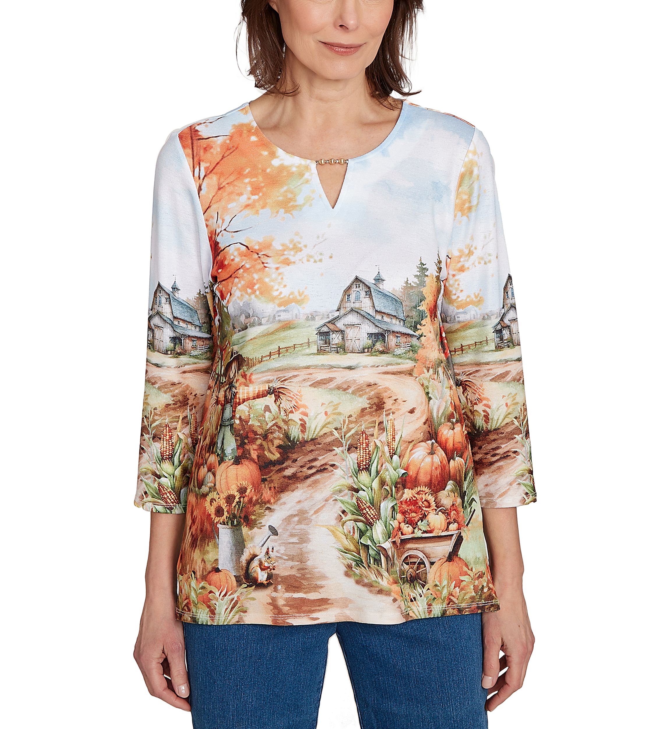 Womens Classics Farm Landscape Top