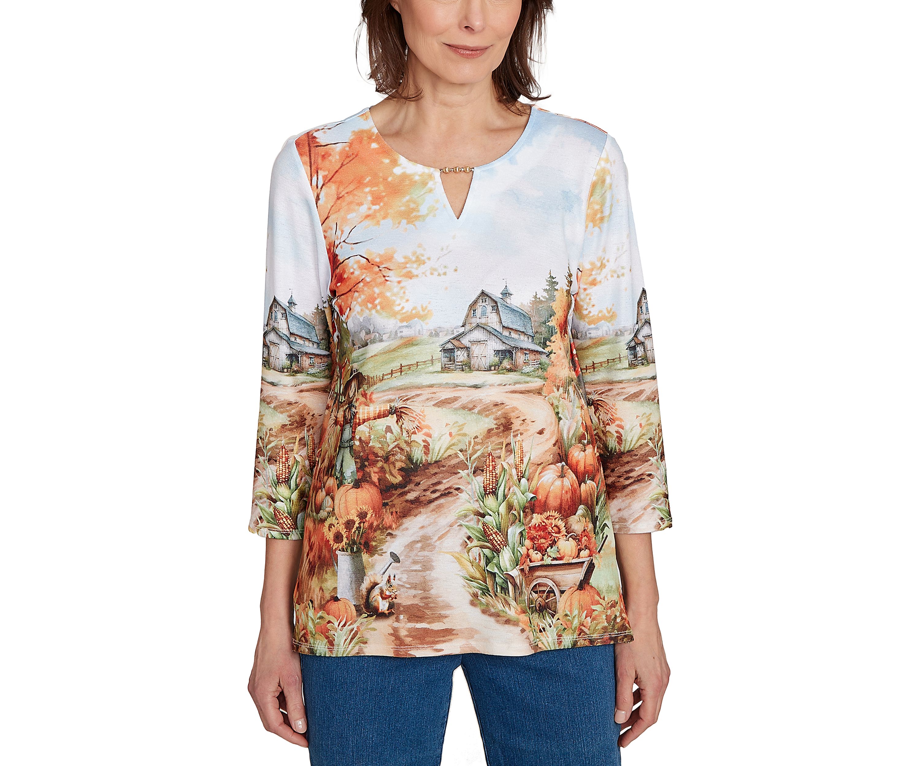 Womens Classics Farm Landscape Top