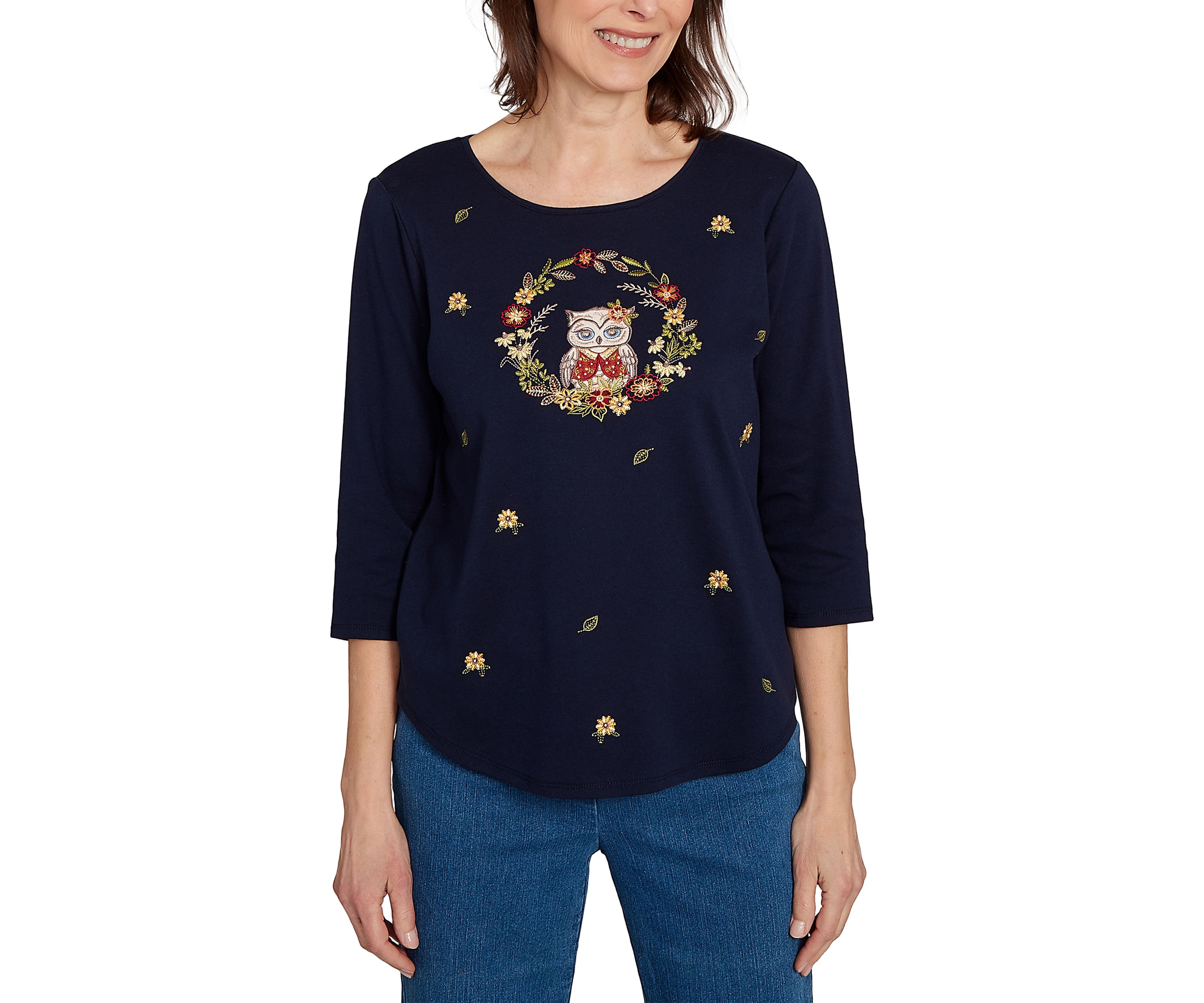 Womens Classics Owl Wreath T-Shirt