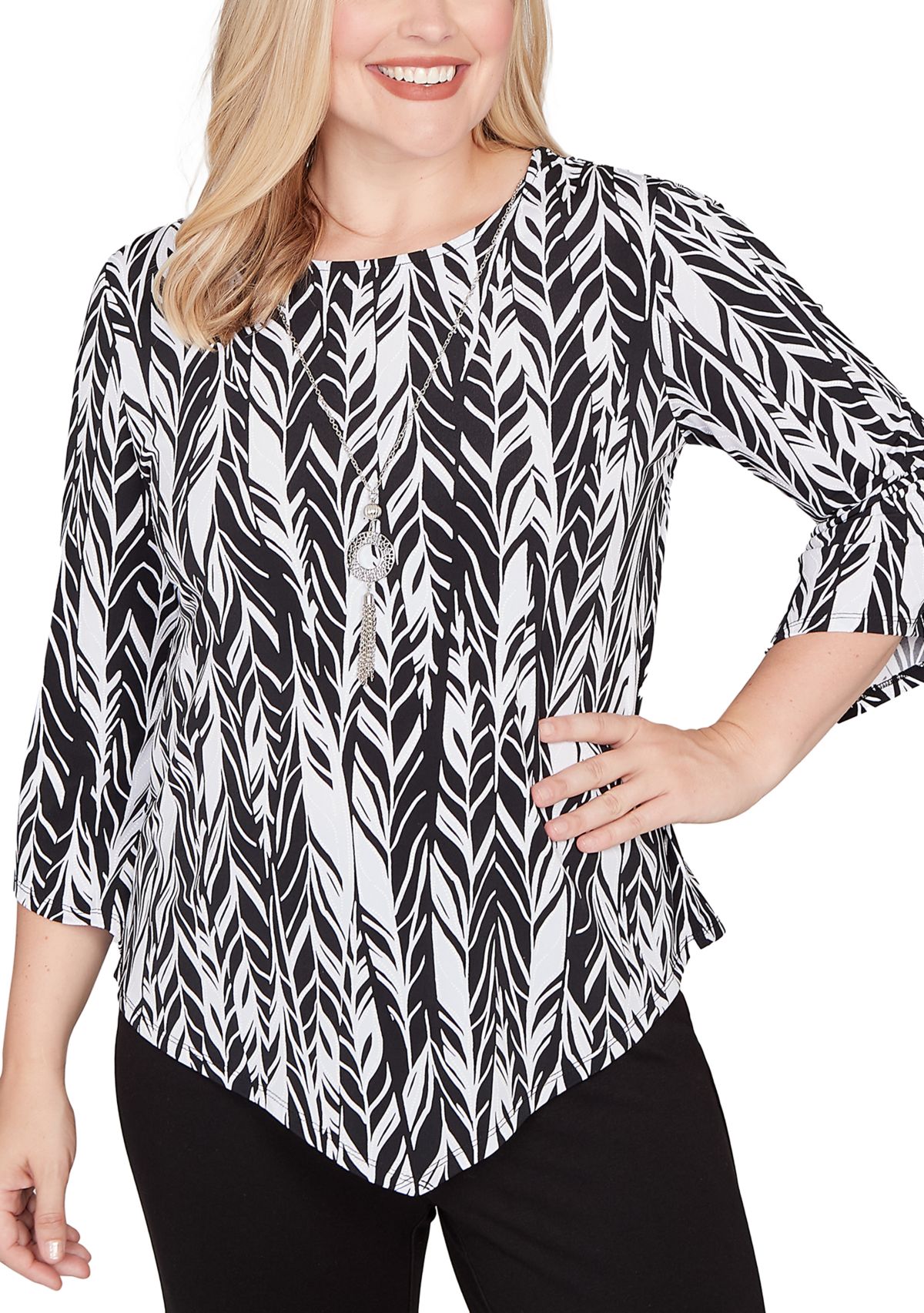 Womens Classics Abstract Feathers Top 