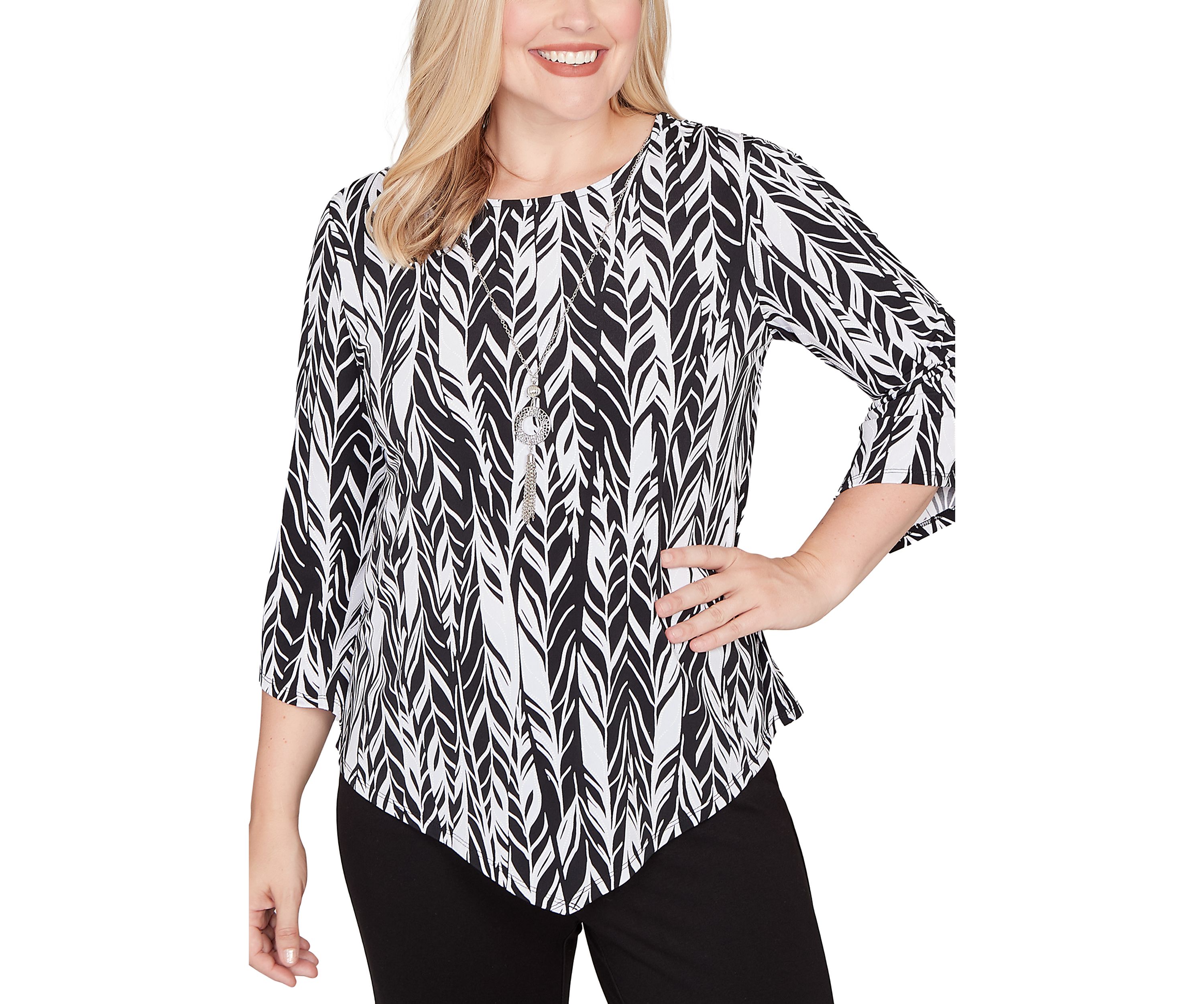 Womens Classics Abstract Feathers Top 