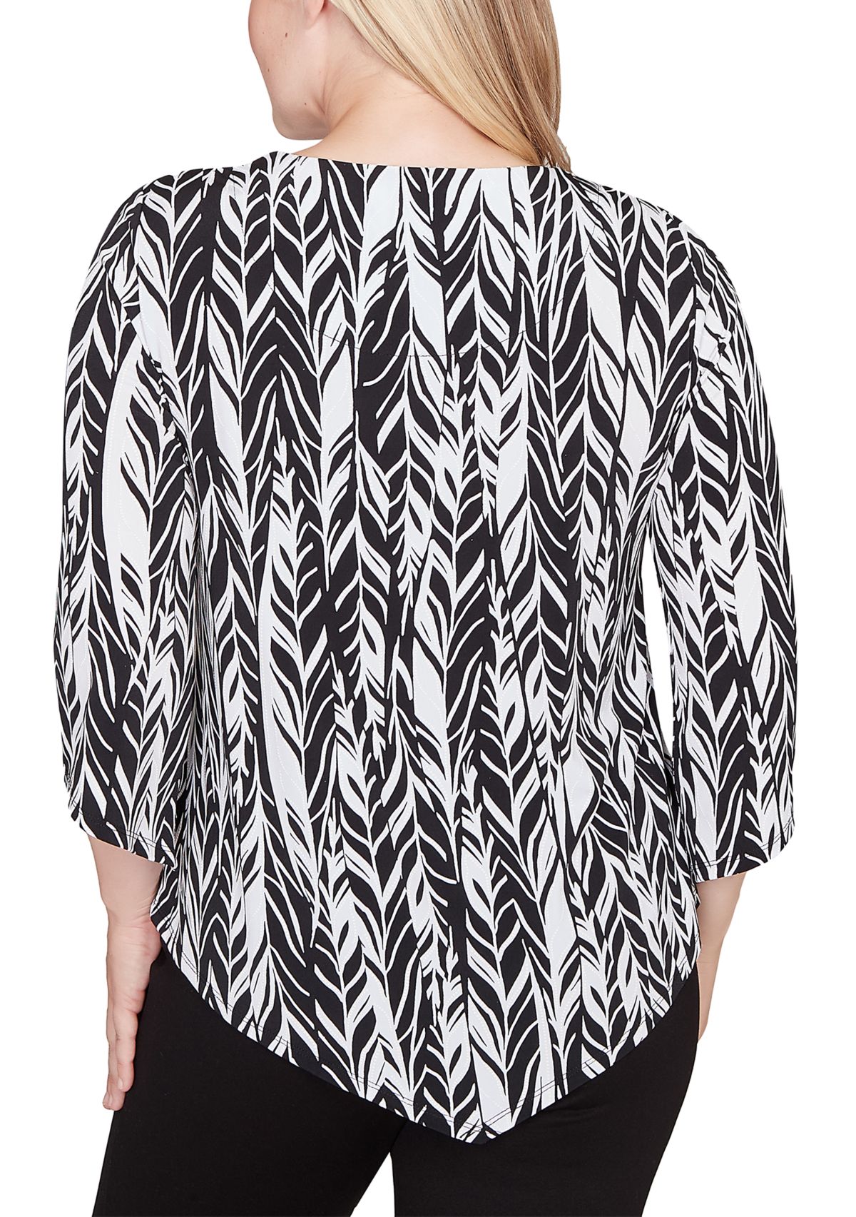 Womens Classics Abstract Feathers Top 