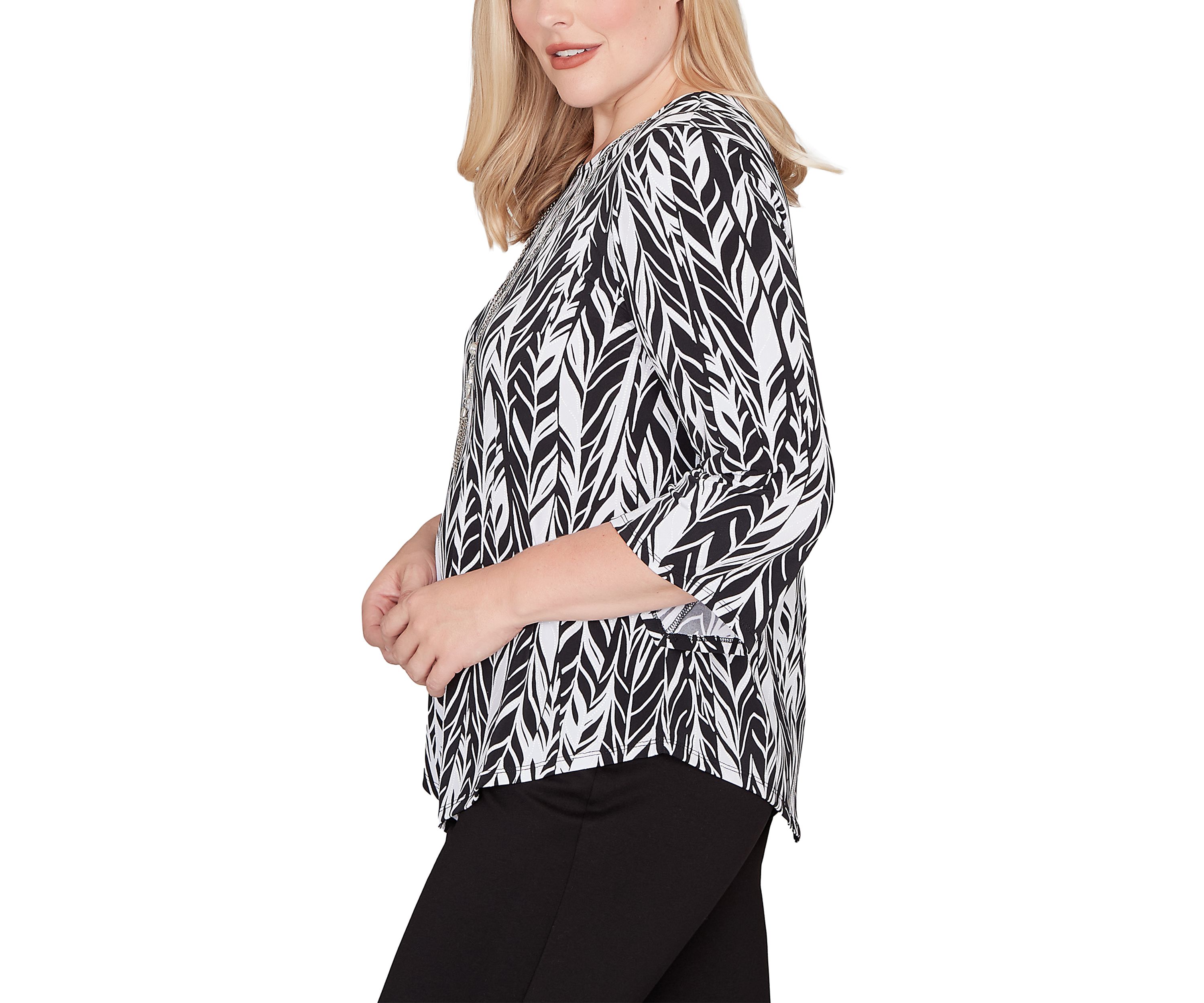 Womens Classics Abstract Feathers Top 