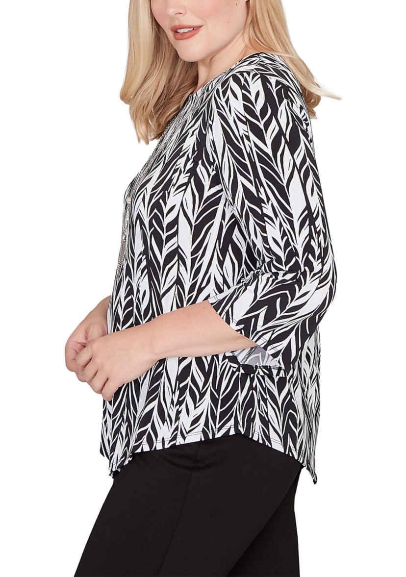 Womens Classics Abstract Feathers Top 