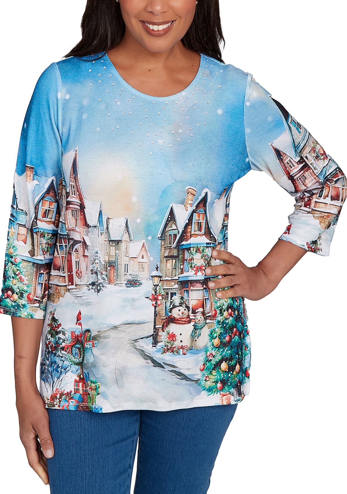 Womens Classics Village Scene Top 