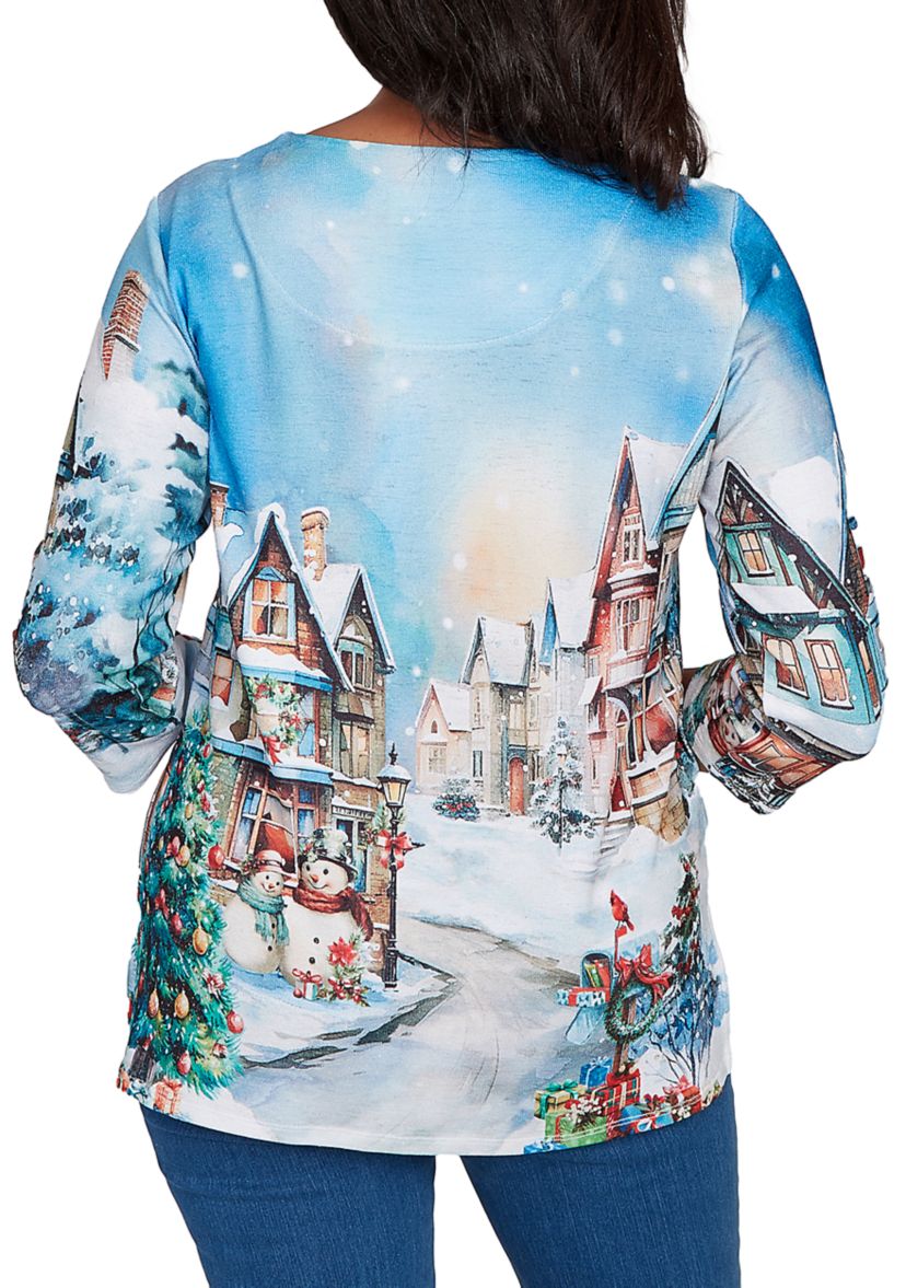 Womens Classics Village Scene Top 