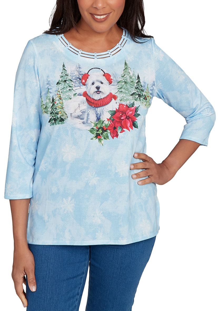 Womens Classics Dog with Earmuffs Top 