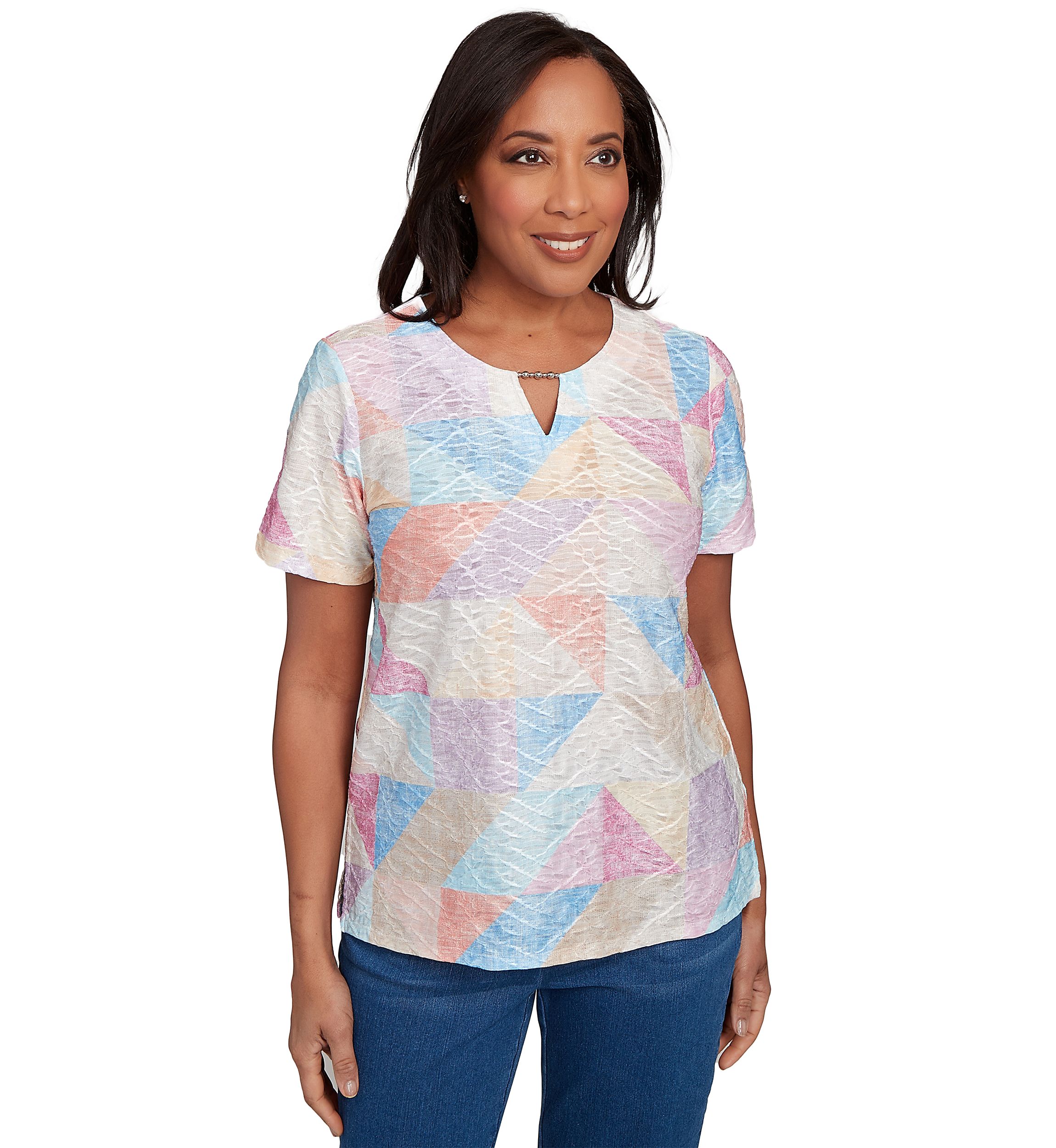 Womens Ki Patchwork Printed Top