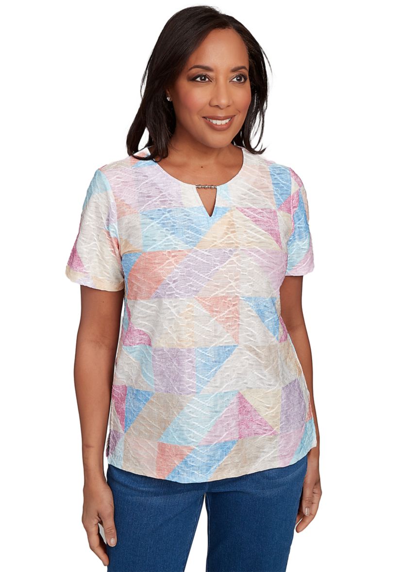 Womens Ki Patchwork Printed Top