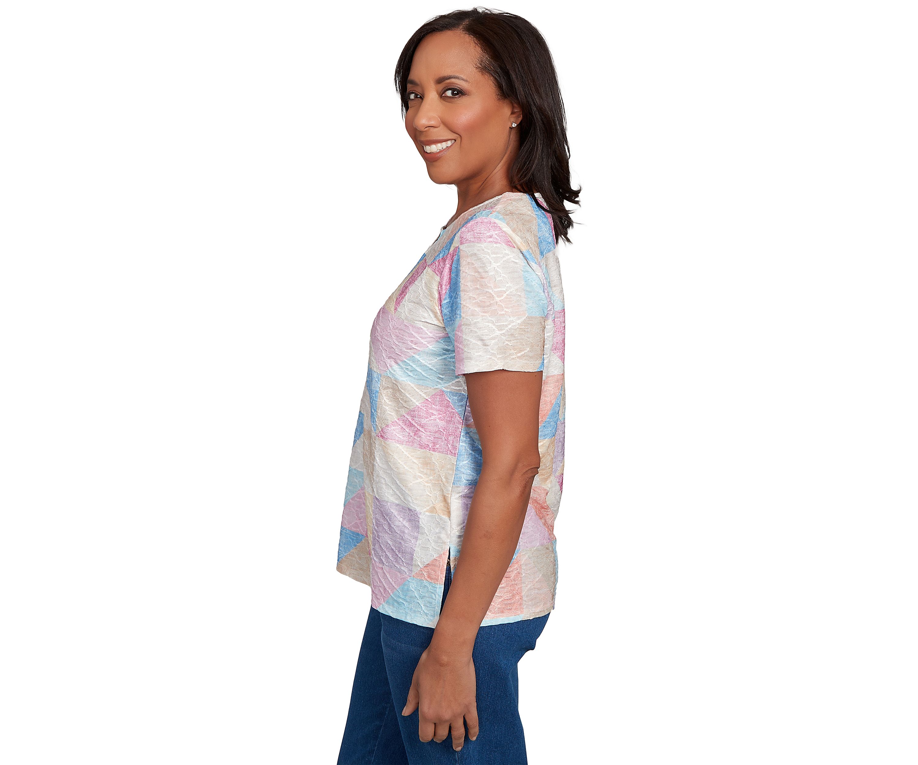 Womens Ki Patchwork Printed Top