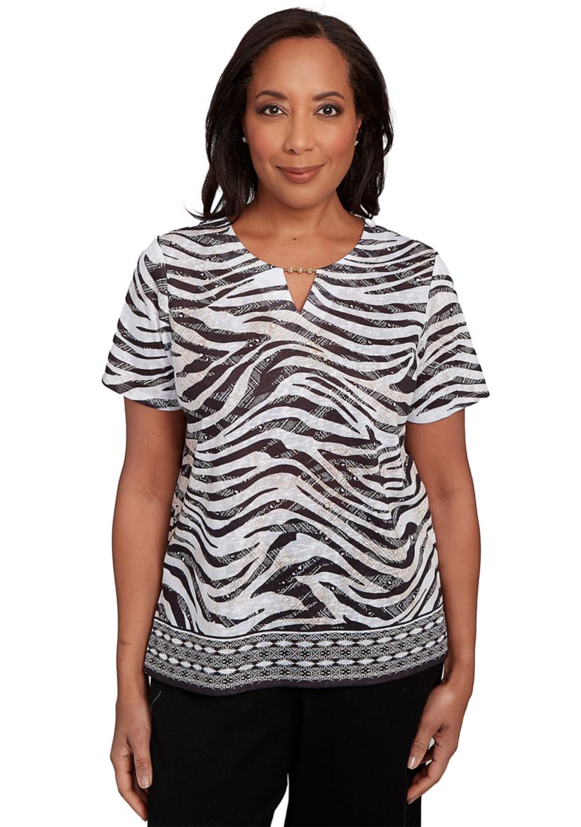 Womens Key Items Ki Animal Border Top