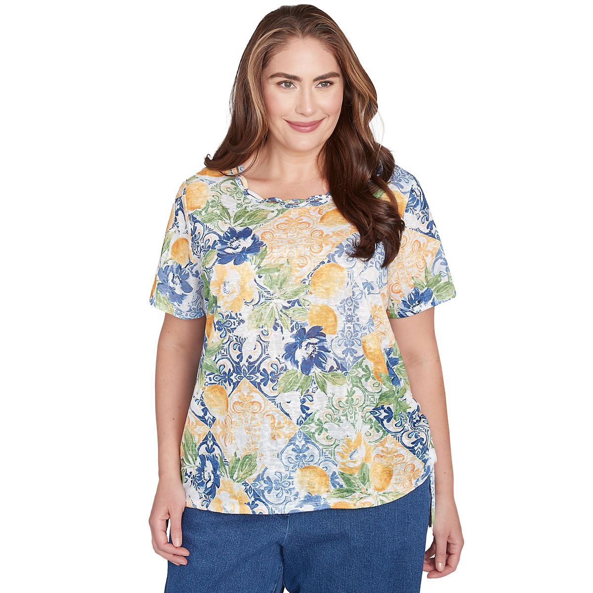 Plus Size Key Items Lemon Tiles Top 