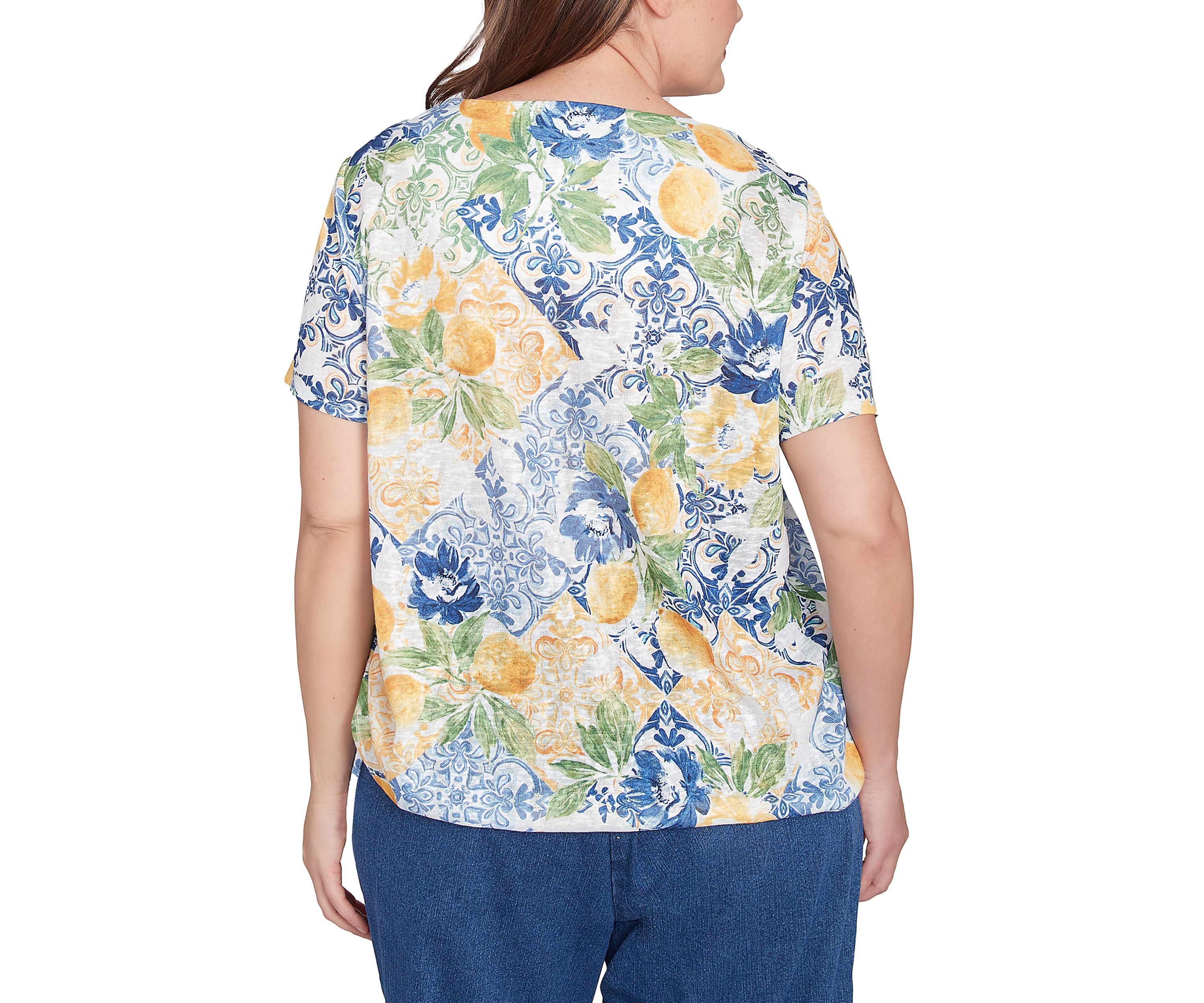 Plus Size Key Items Lemon Tiles Top 