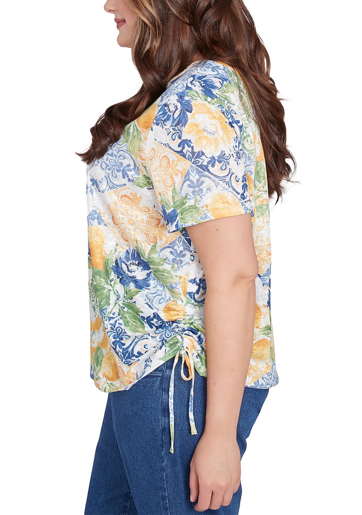 Plus Size Key Items Lemon Tiles Top 