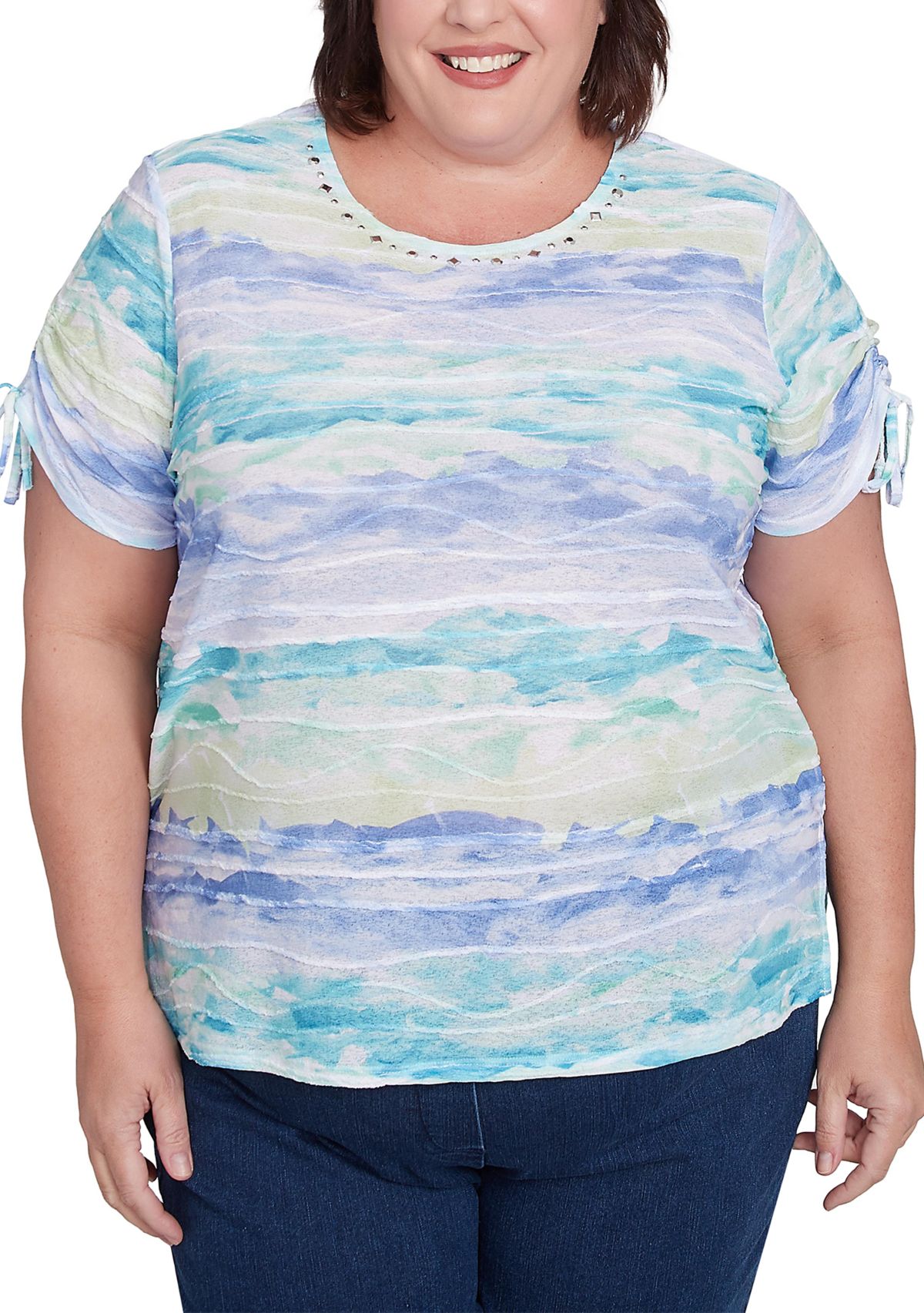 Plus Size Key Items Watercolor Biadere Top