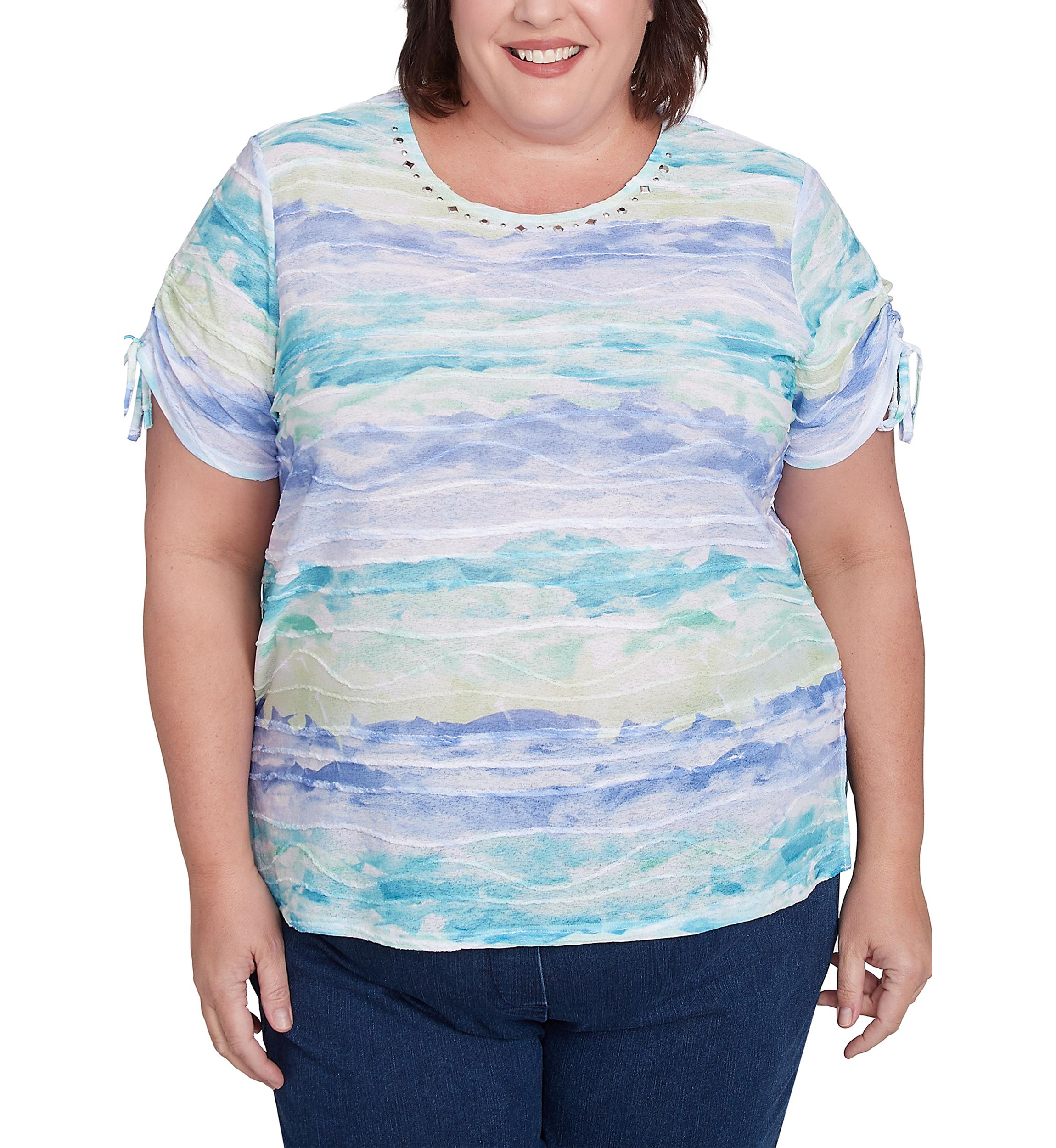 Plus Size Key Items Watercolor Biadere Top