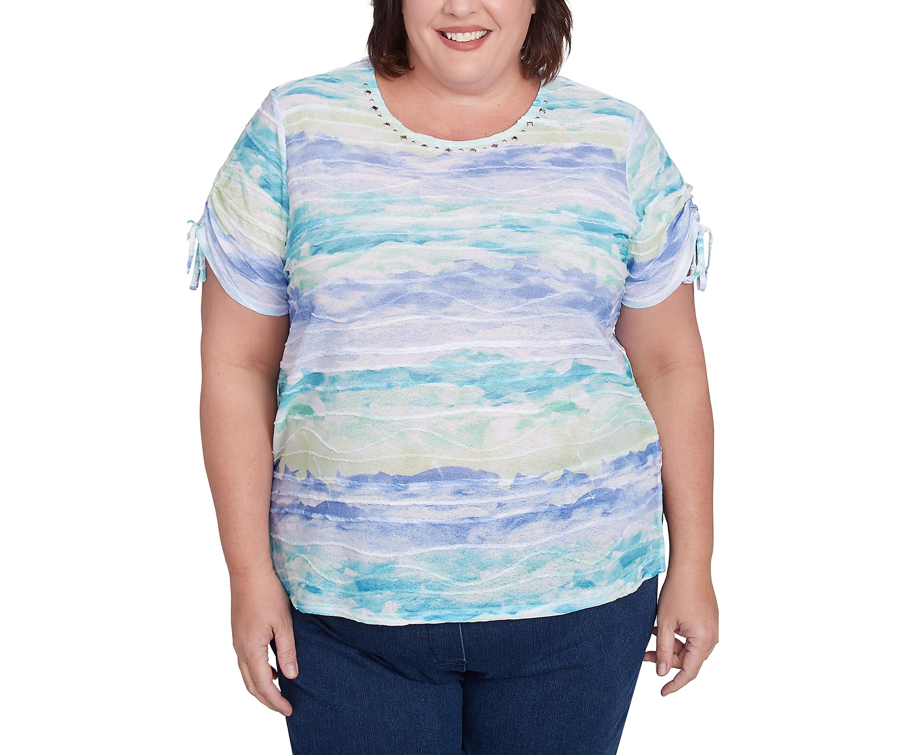Plus Size Key Items Watercolor Biadere Top