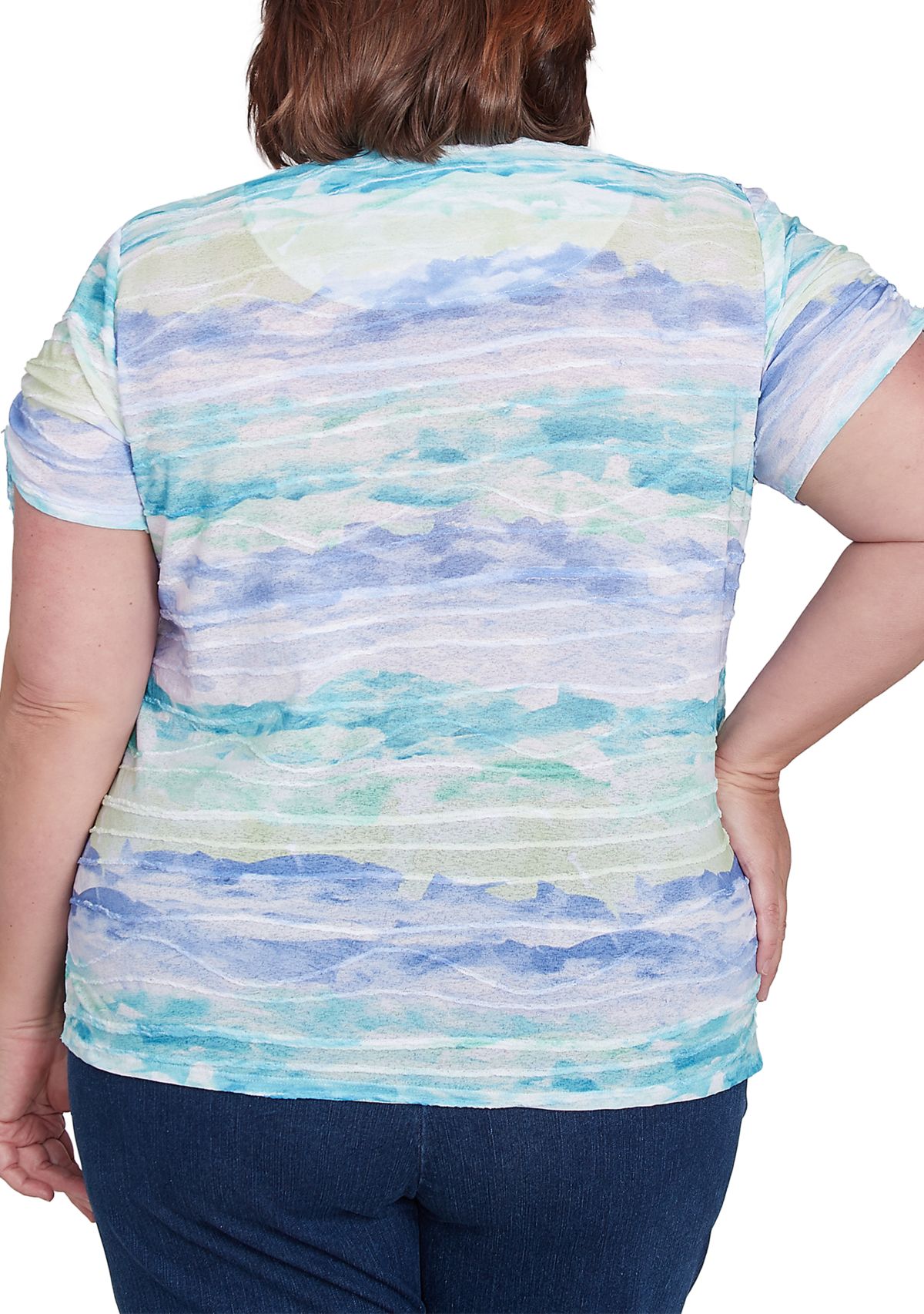 Plus Size Key Items Watercolor Biadere Top