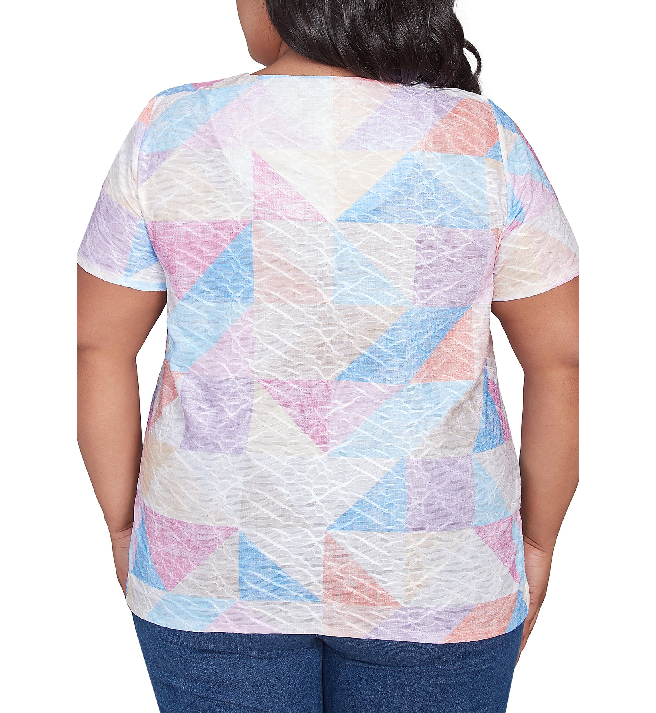 Plus Size Key Items Patchwork Top