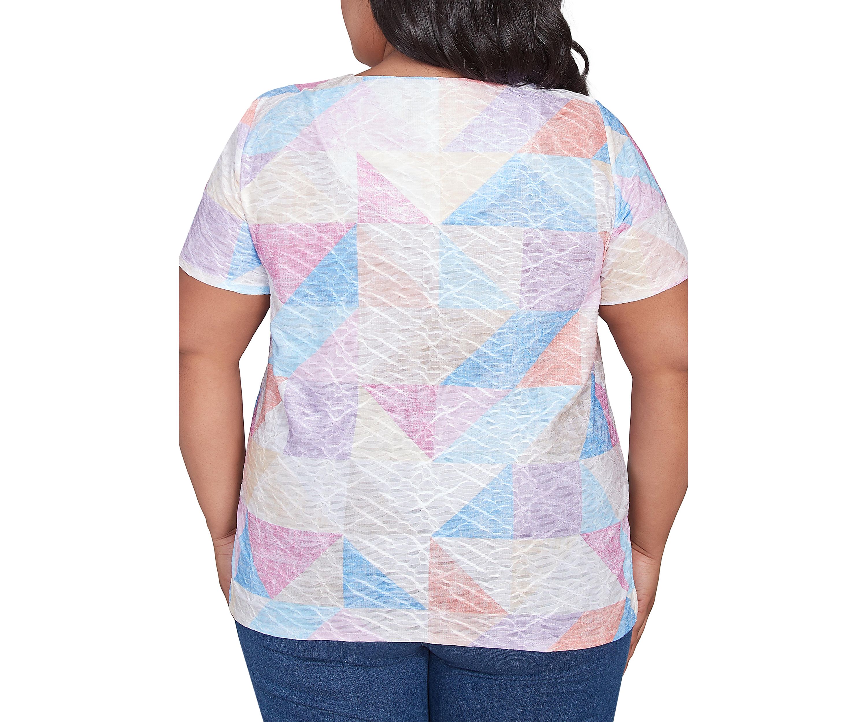 Plus Size Key Items Patchwork Top