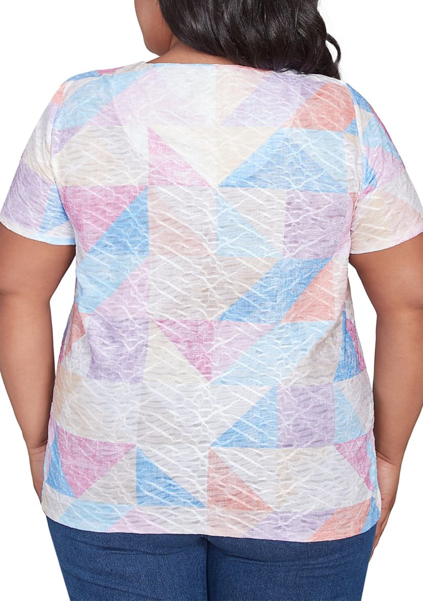 Plus Size Key Items Patchwork Top