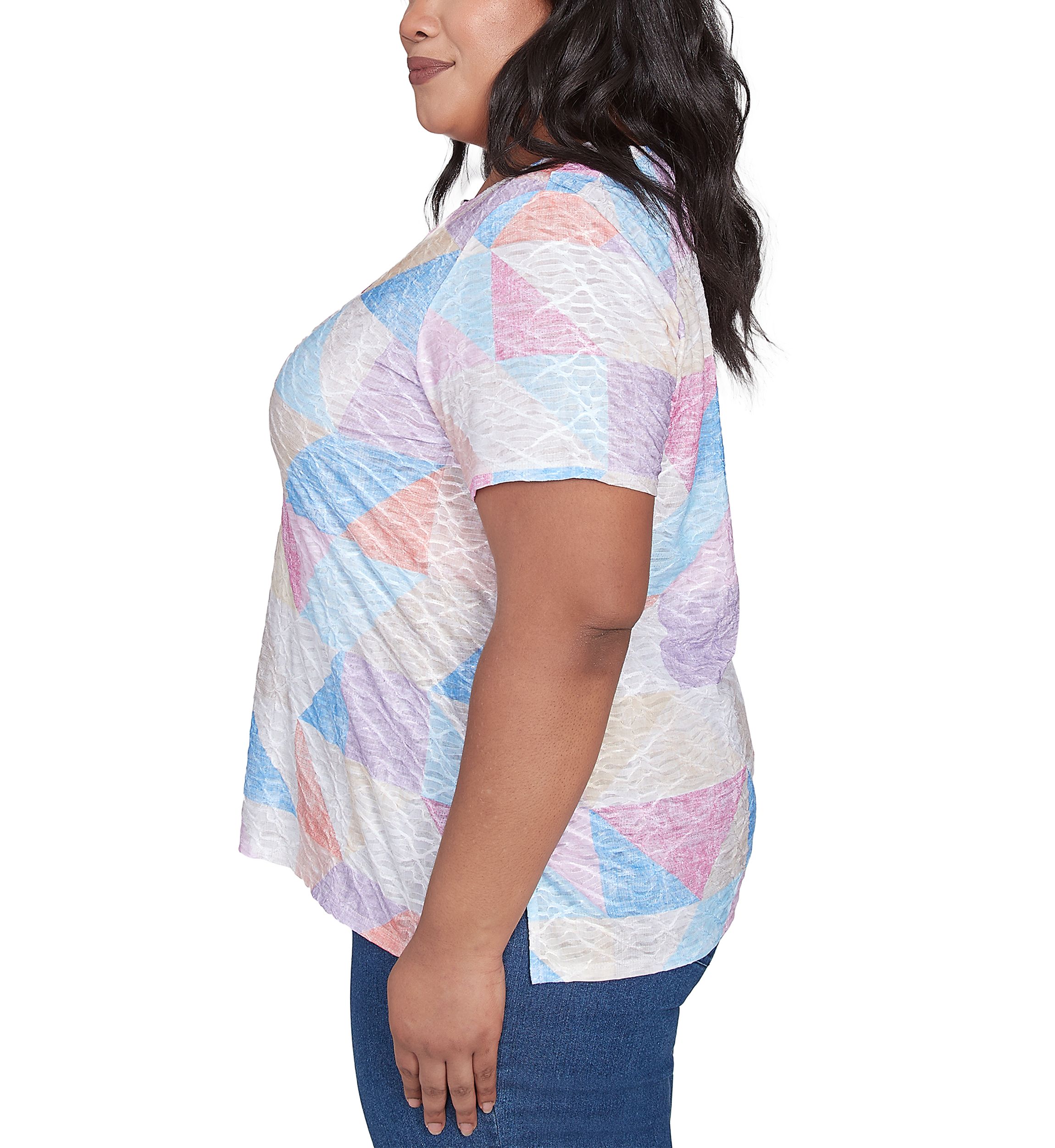 Plus Size Key Items Patchwork Top