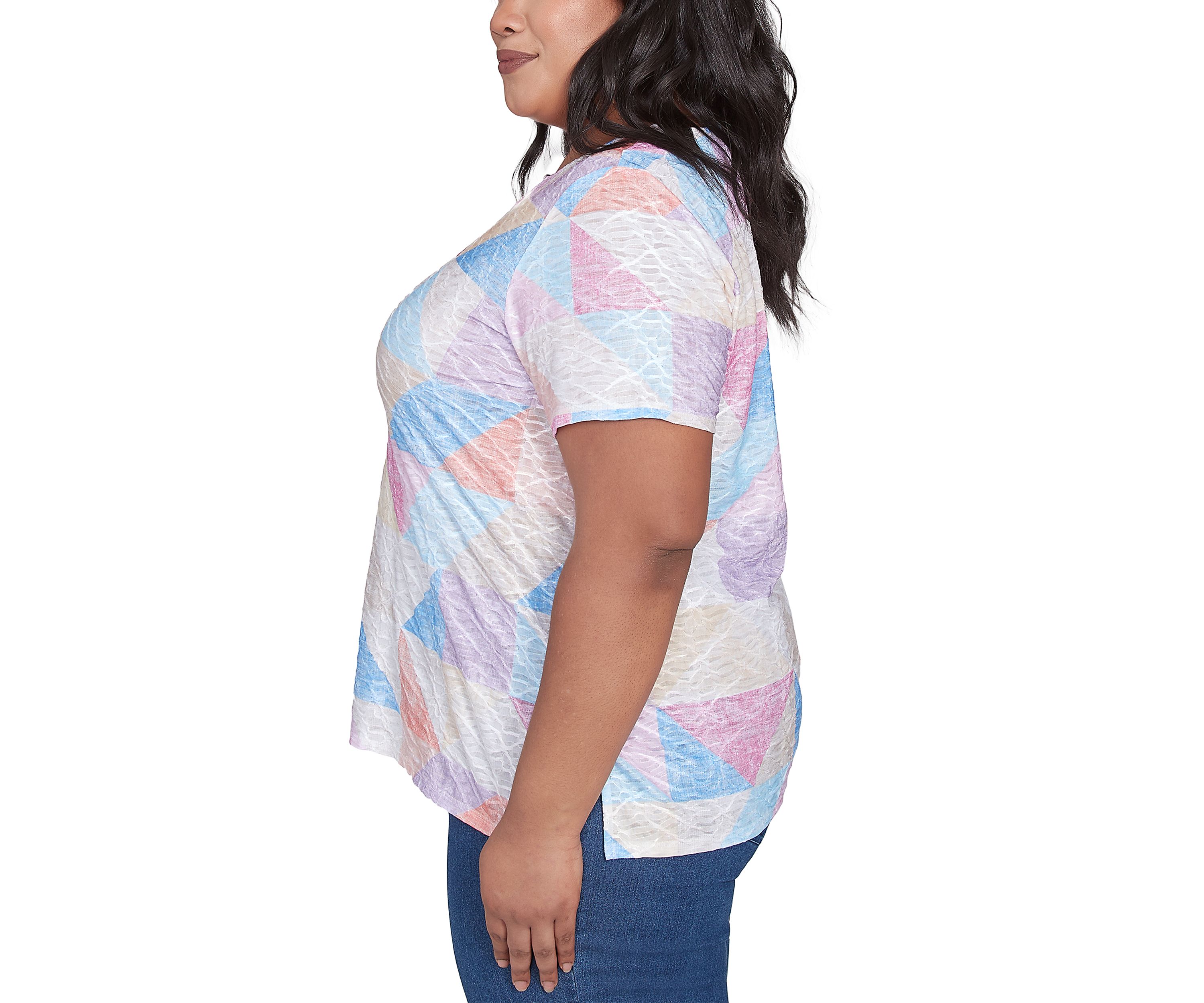 Plus Size Key Items Patchwork Top