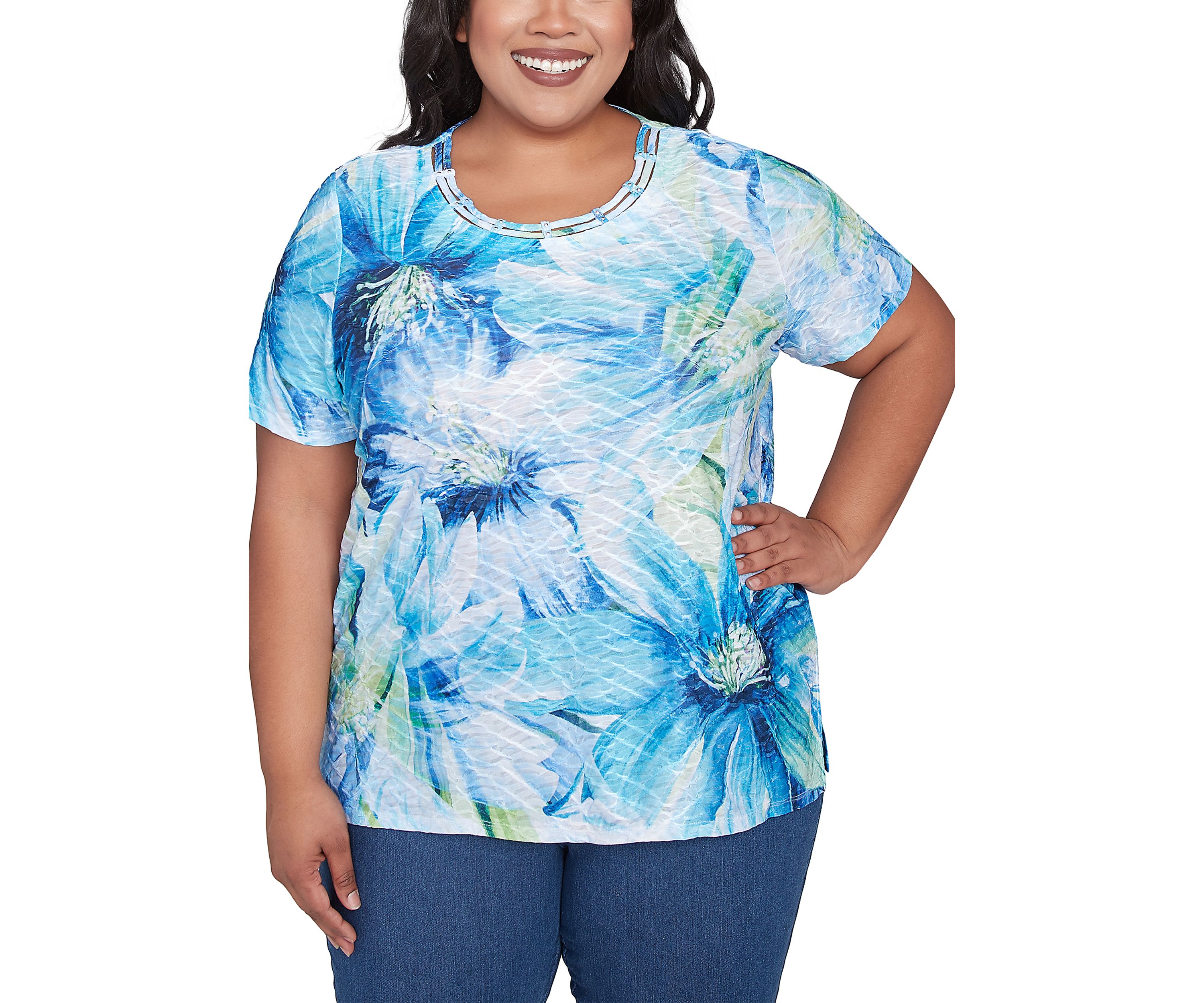 Plus Size Key Items Drama Floral Top 