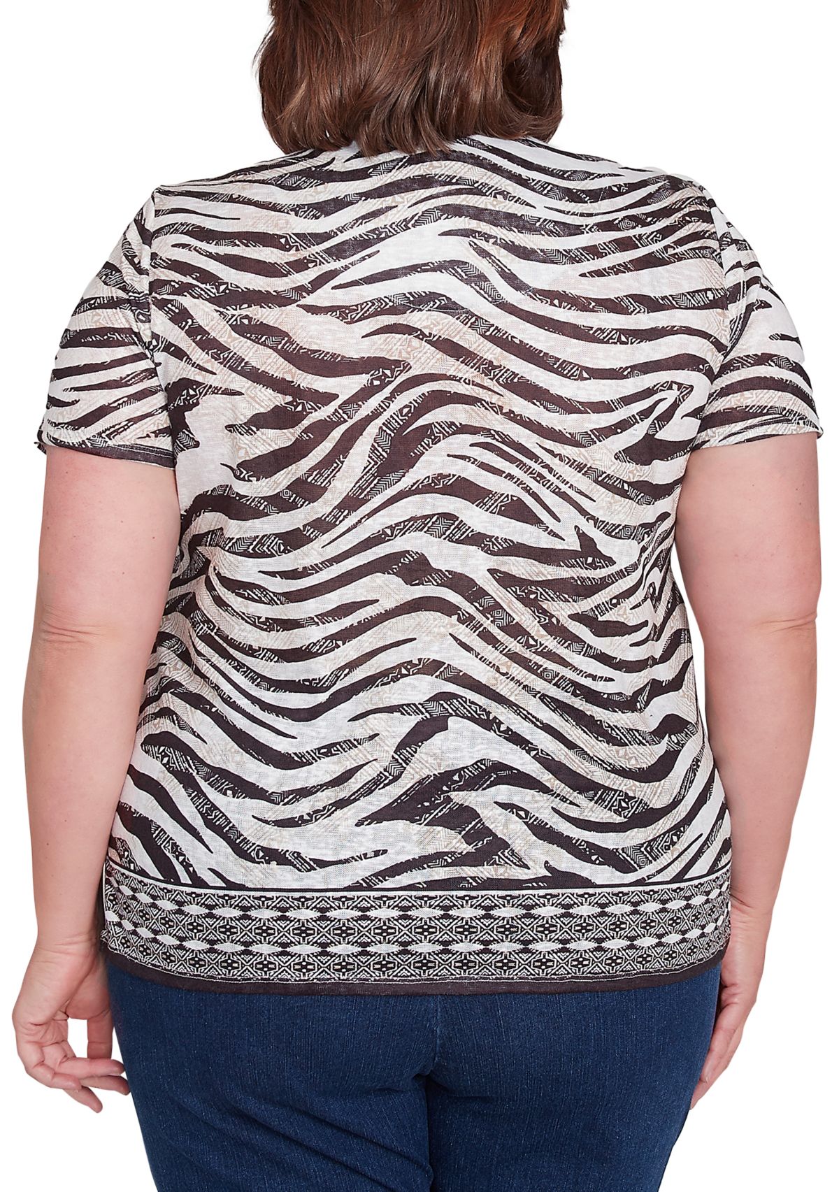 Plus Size Key Items Animal Border Top 