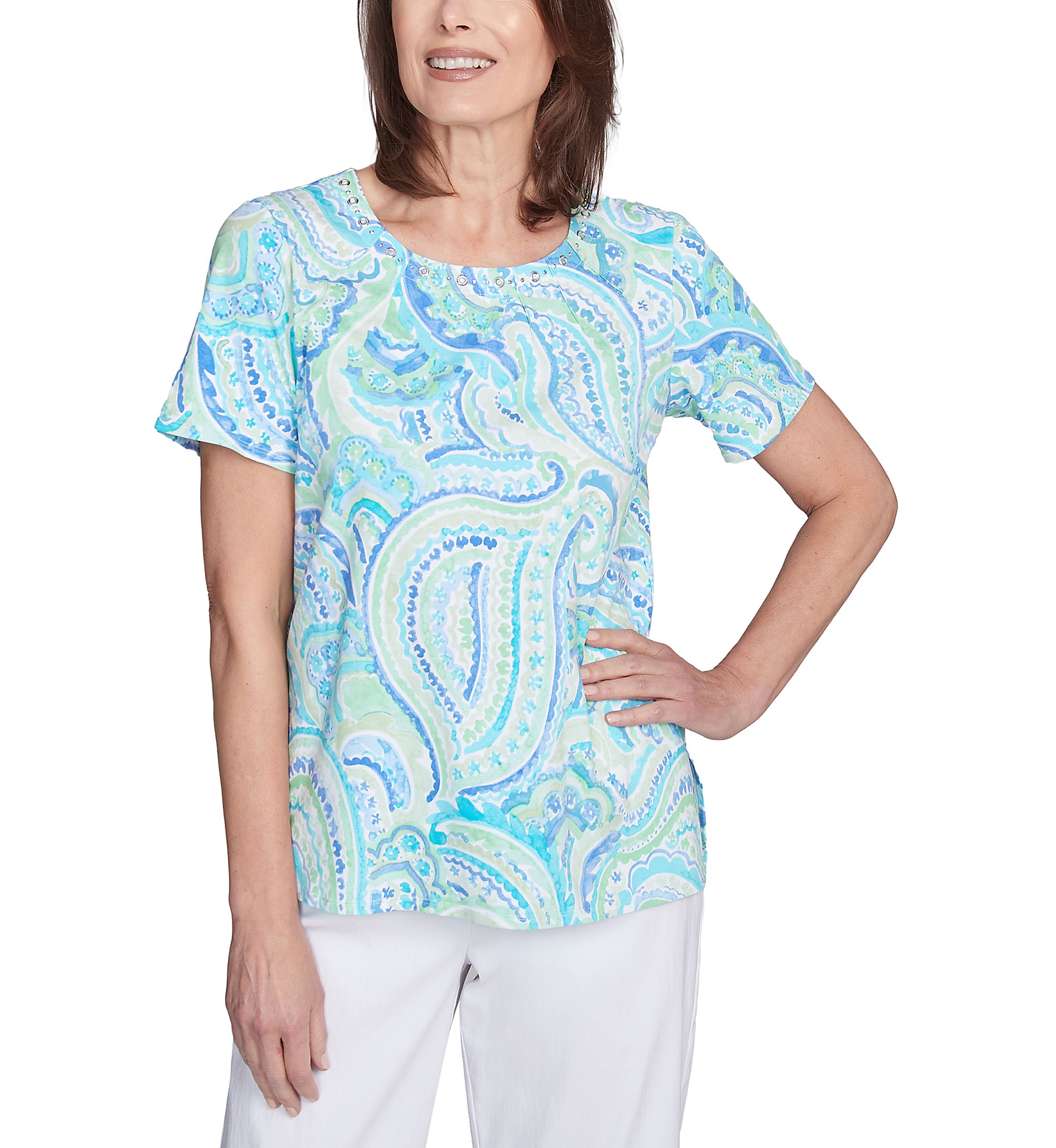Petite Key Items Paisley Top 