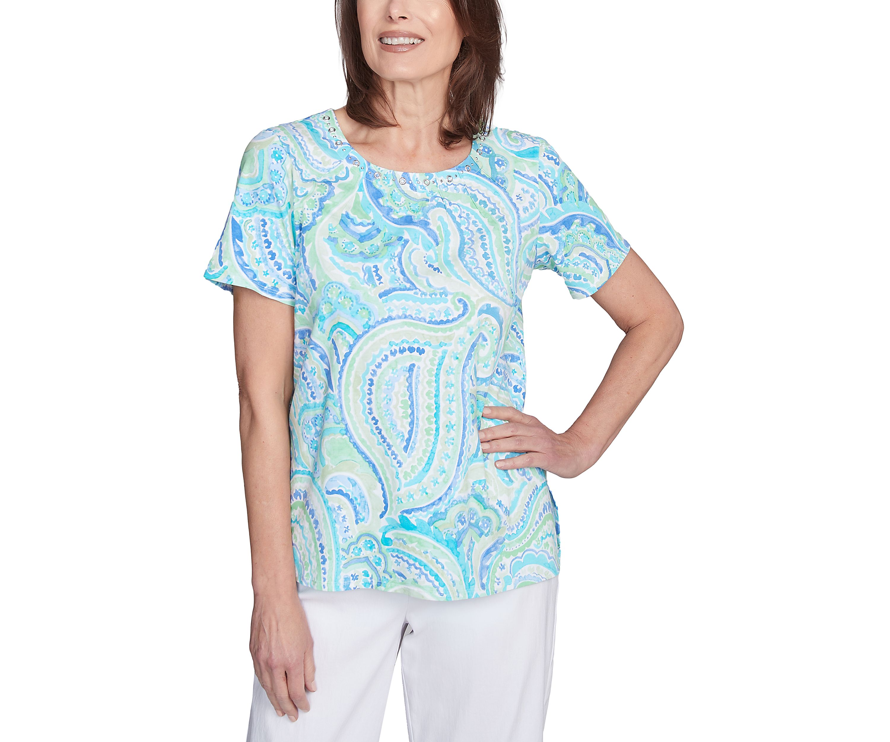 Petite Key Items Paisley Top 