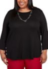 Plus Size Melange Top with Necklace