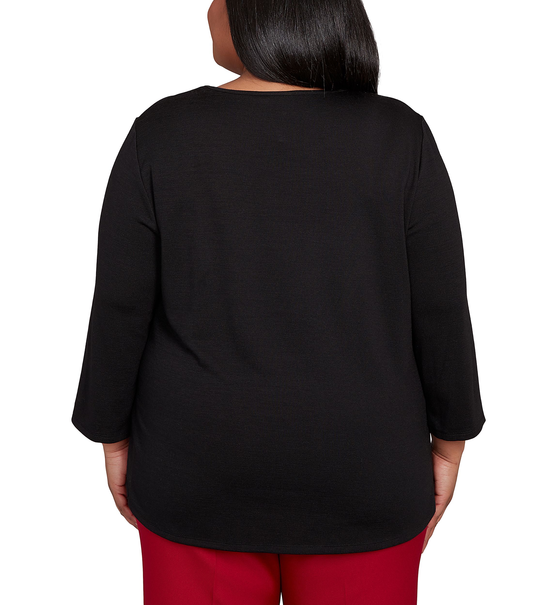 Plus Size Melange Top with Necklace