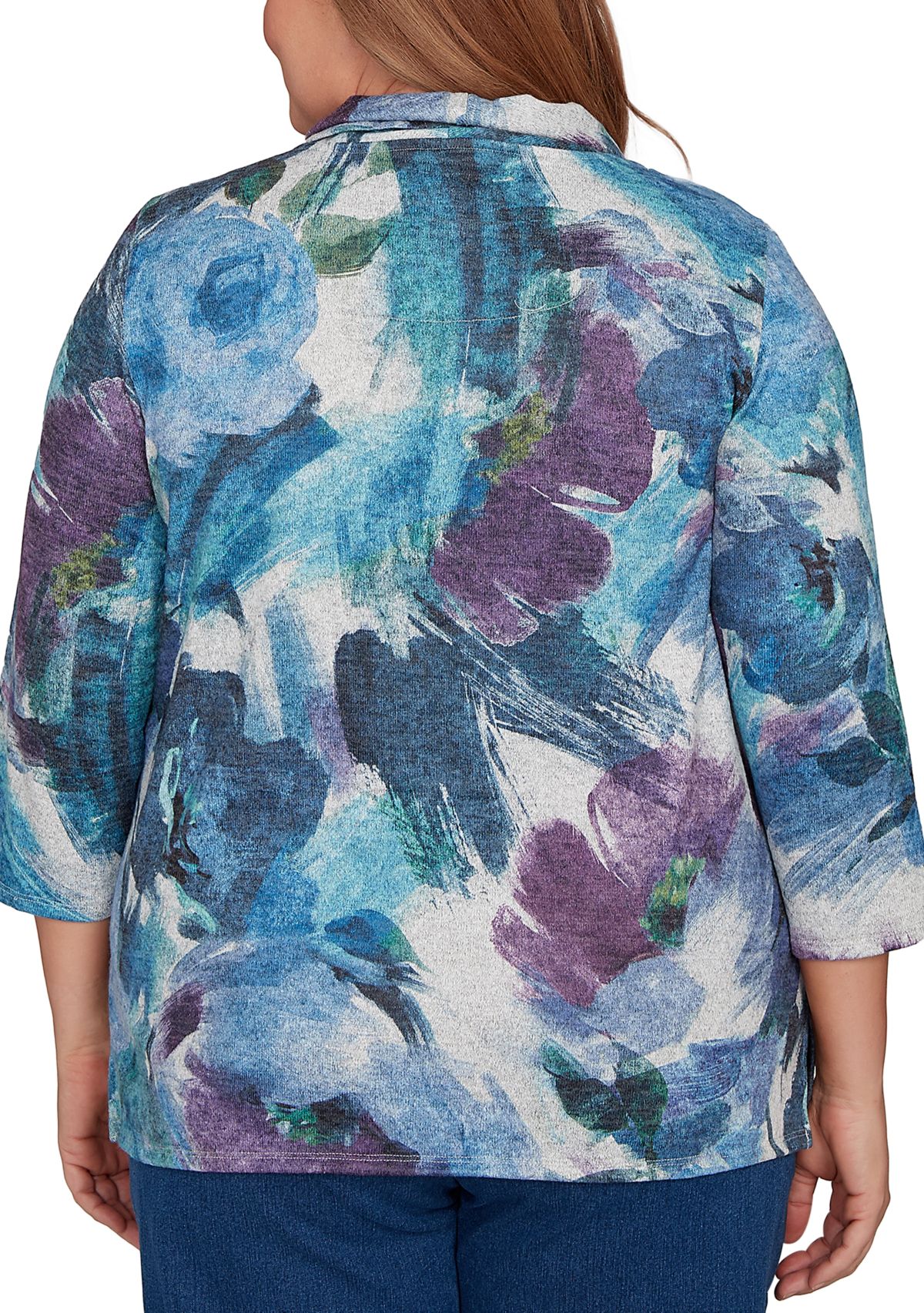 Plus Size Classics Brushstroke Floral Top 